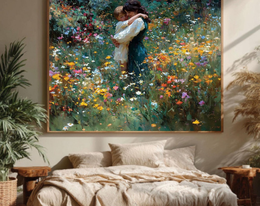 Impressionist Mother and Child Canvas Print
