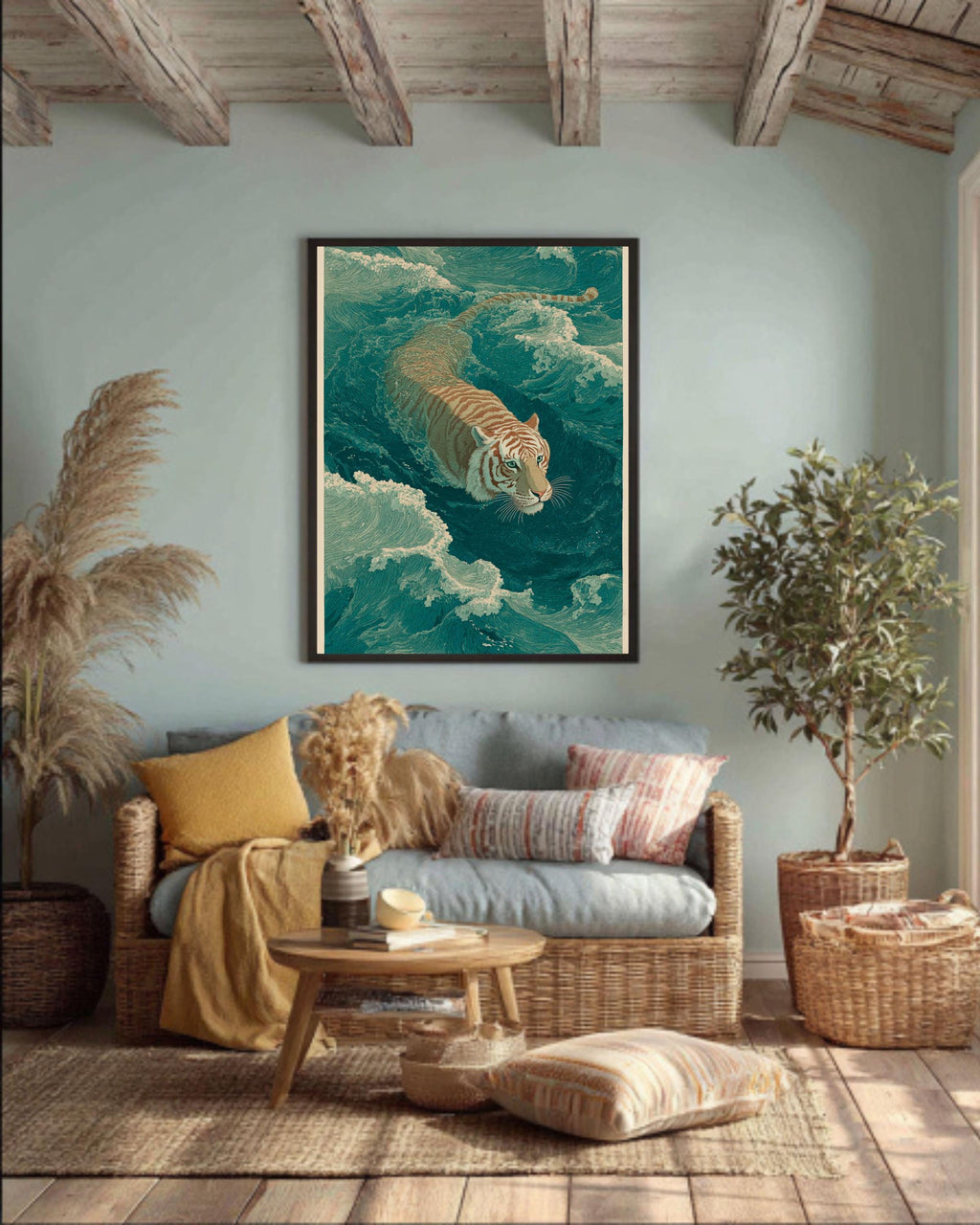 Japanese Tiger Ukiyo-e Canvas Print: Asian Inspired Wall Art