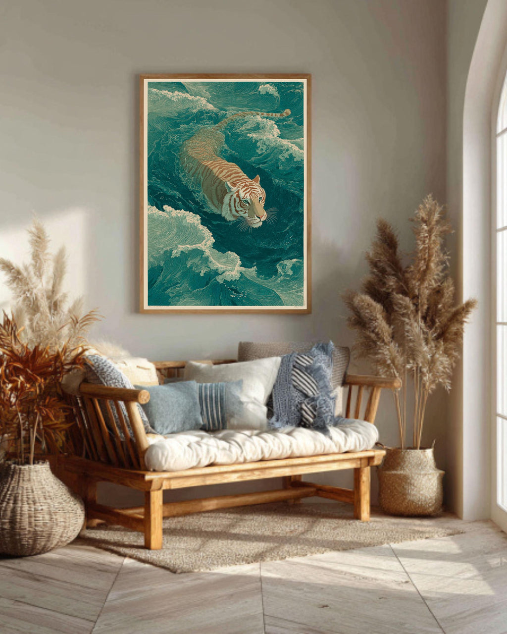 Japanese Tiger Ukiyo-e Canvas Print: Asian Inspired Wall Art