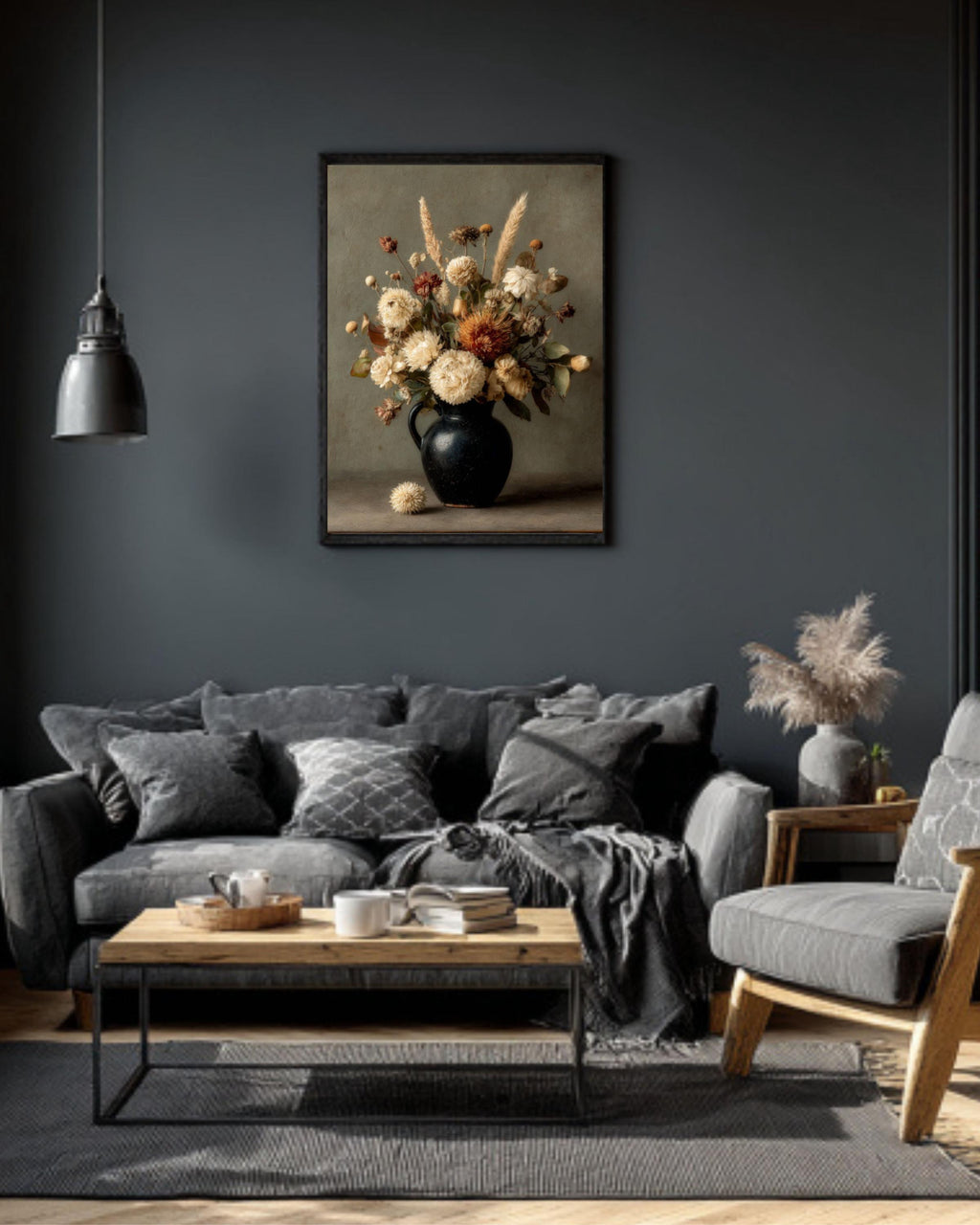 Gothic Autumn Floral Canvas Print: Moody Victorian Still Life