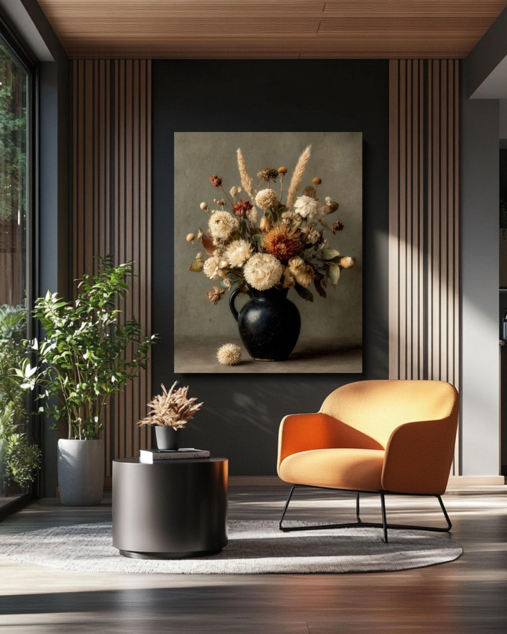 Gothic Autumn Floral Canvas Print: Moody Victorian Still Life