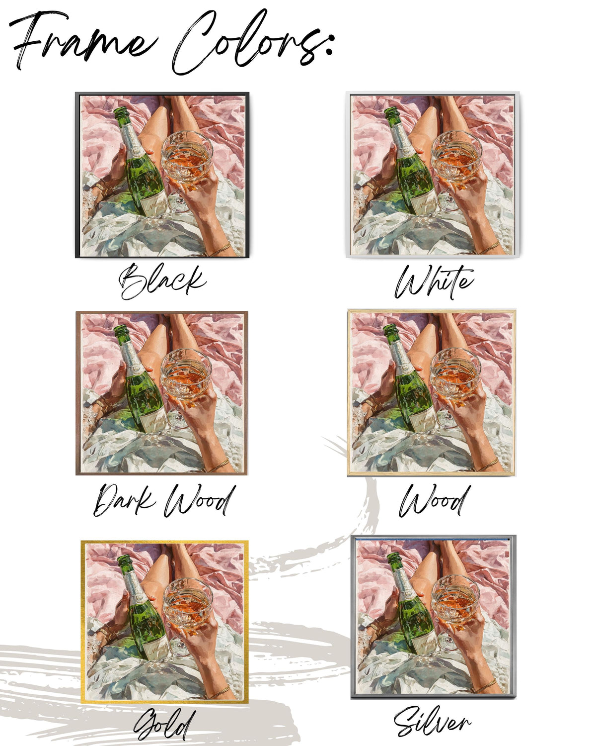 Pink Champagne Watercolor Print: Chic Bar Cart Decor