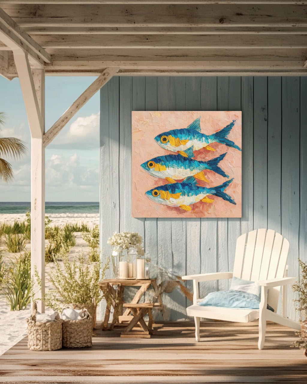 Sardine Oil Painting: Impasto Still Life, Rustic Kitchen Art