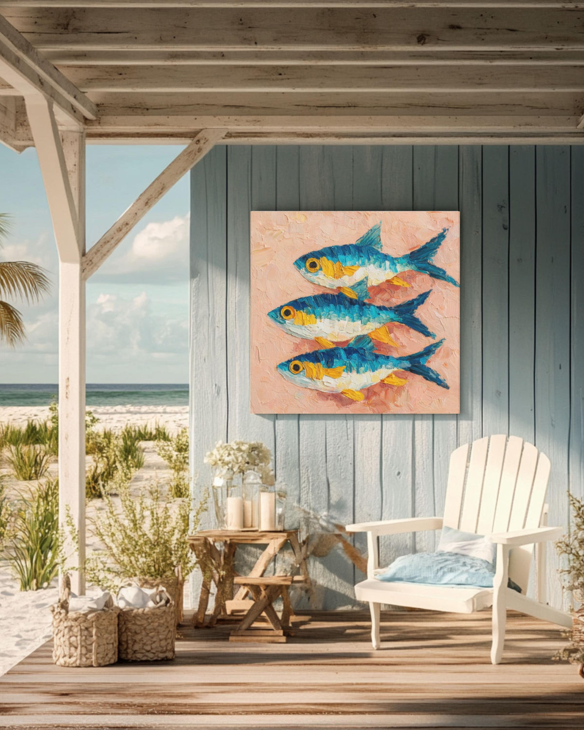 Sardine Oil Painting: Impasto Still Life, Rustic Kitchen Art