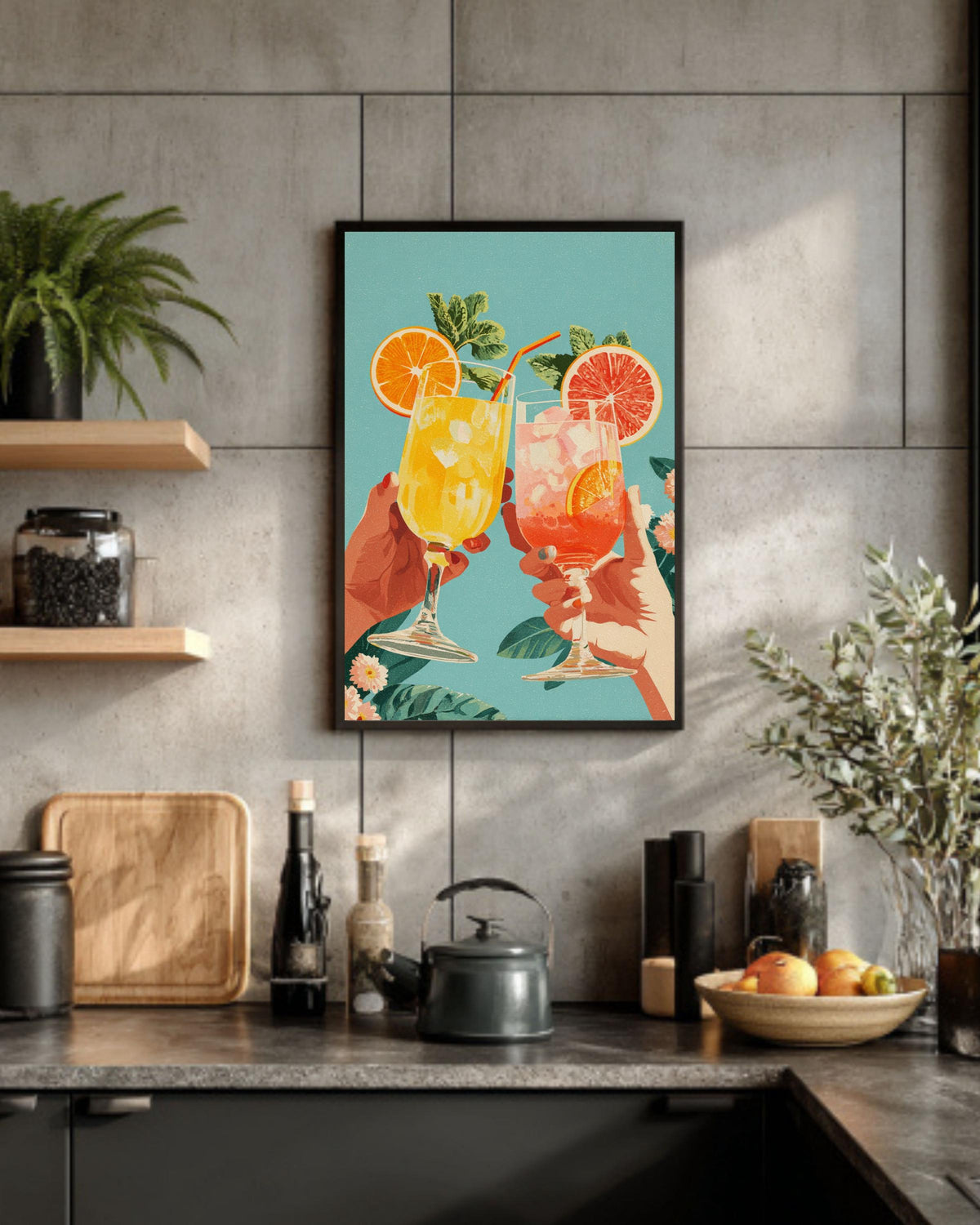Preppy Martini Bar Canvas Art: Trendy Cocktail Wall Decor