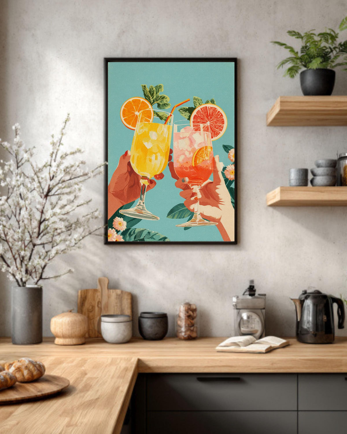 Preppy Martini Bar Canvas Art: Trendy Cocktail Wall Decor