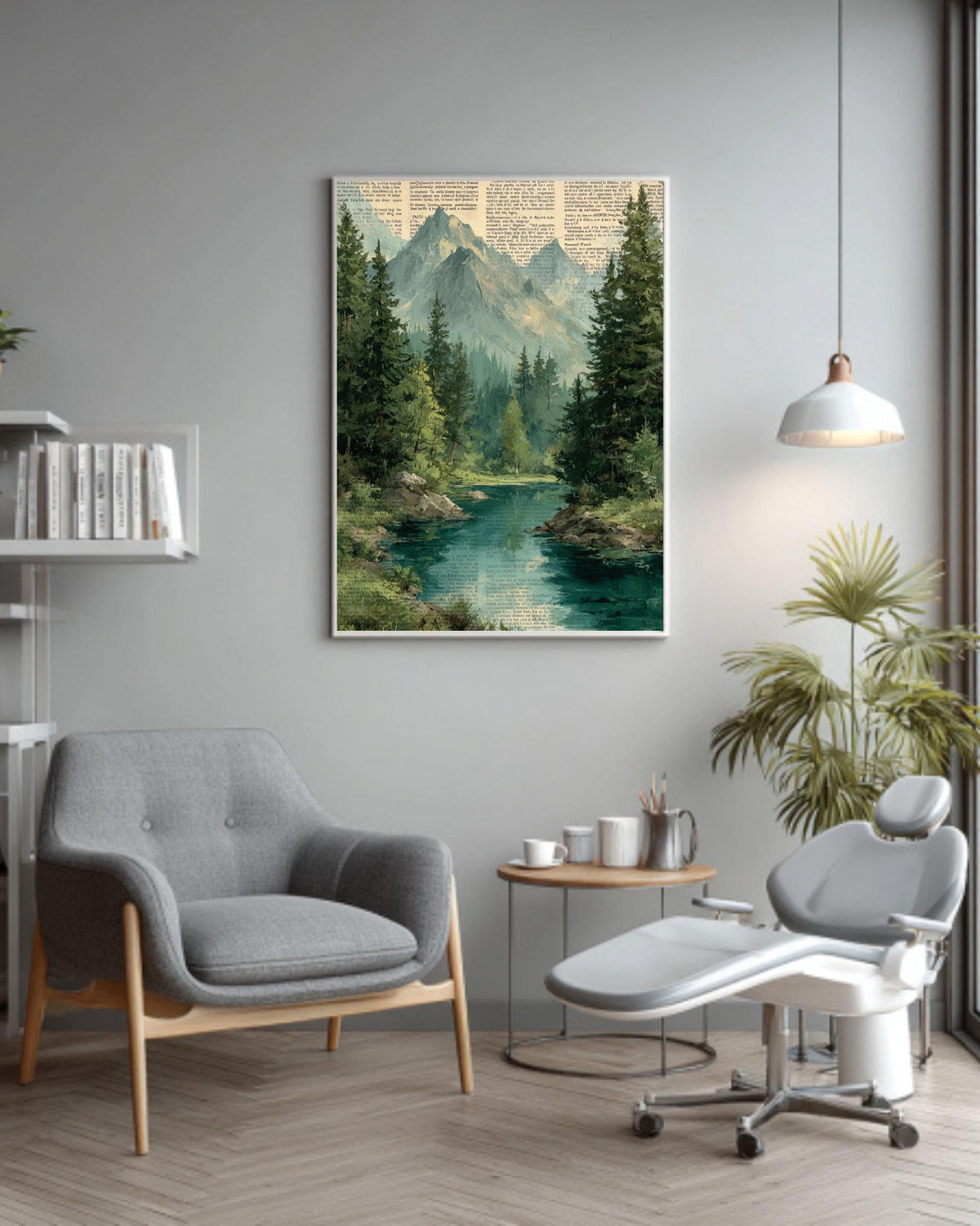 Mountain Landscape Canvas Print: Rustic Pine Tree Forest Wall Art