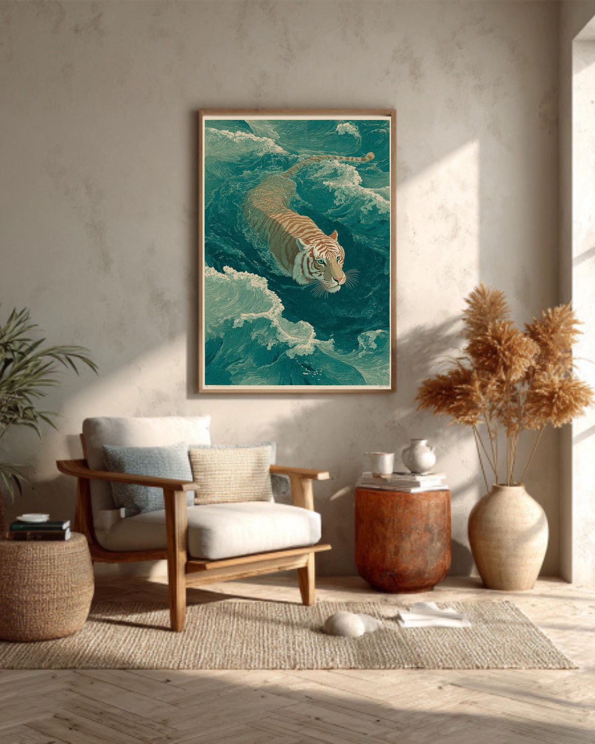 Japanese Tiger Ukiyo-e Canvas Print: Asian Inspired Wall Art