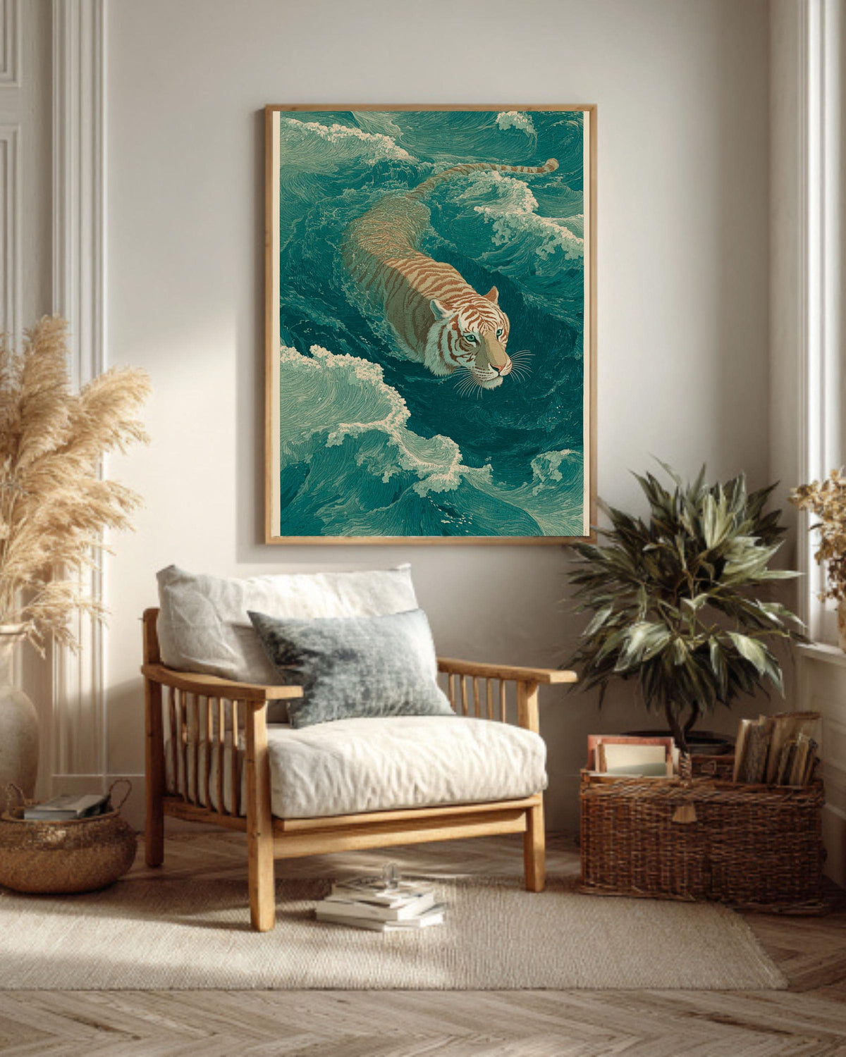 Japanese Tiger Ukiyo-e Canvas Print: Asian Inspired Wall Art