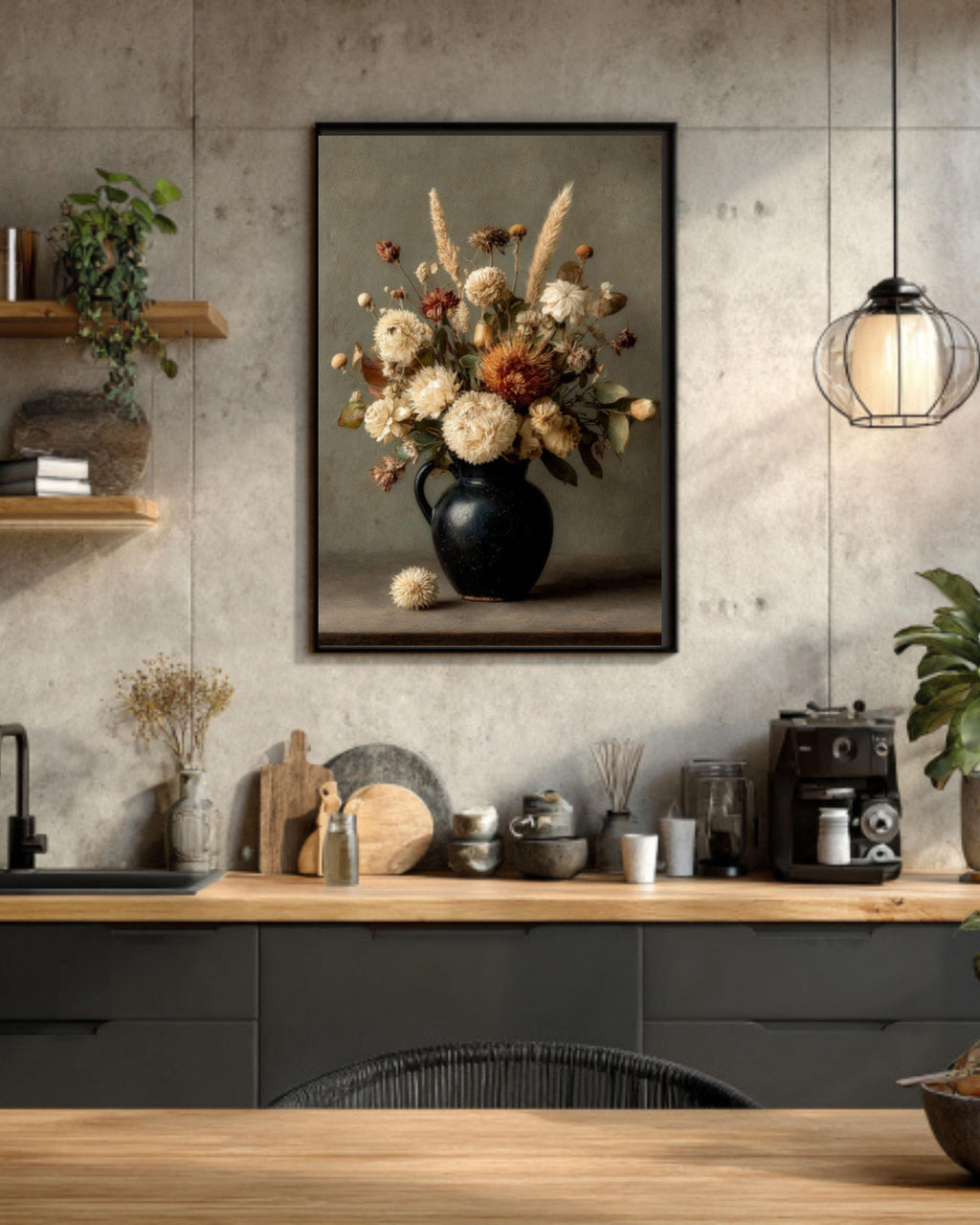 Gothic Autumn Floral Canvas Print: Moody Victorian Still Life