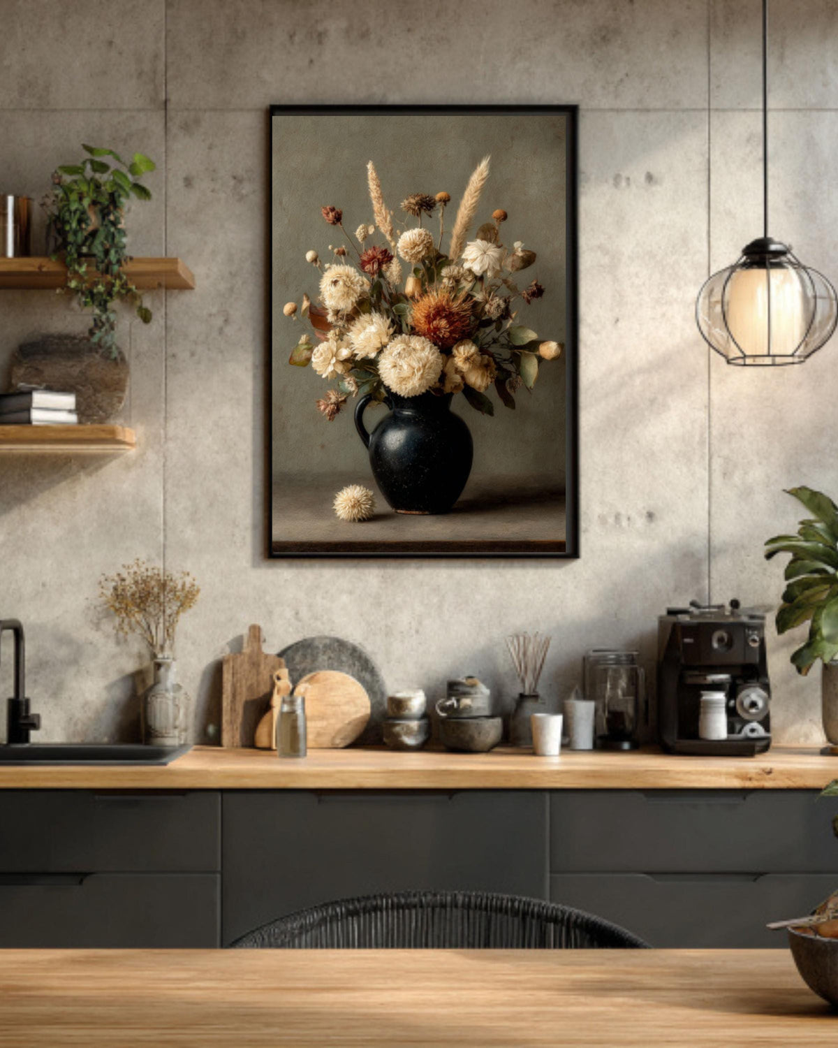 Gothic Autumn Floral Canvas Print: Moody Victorian Still Life