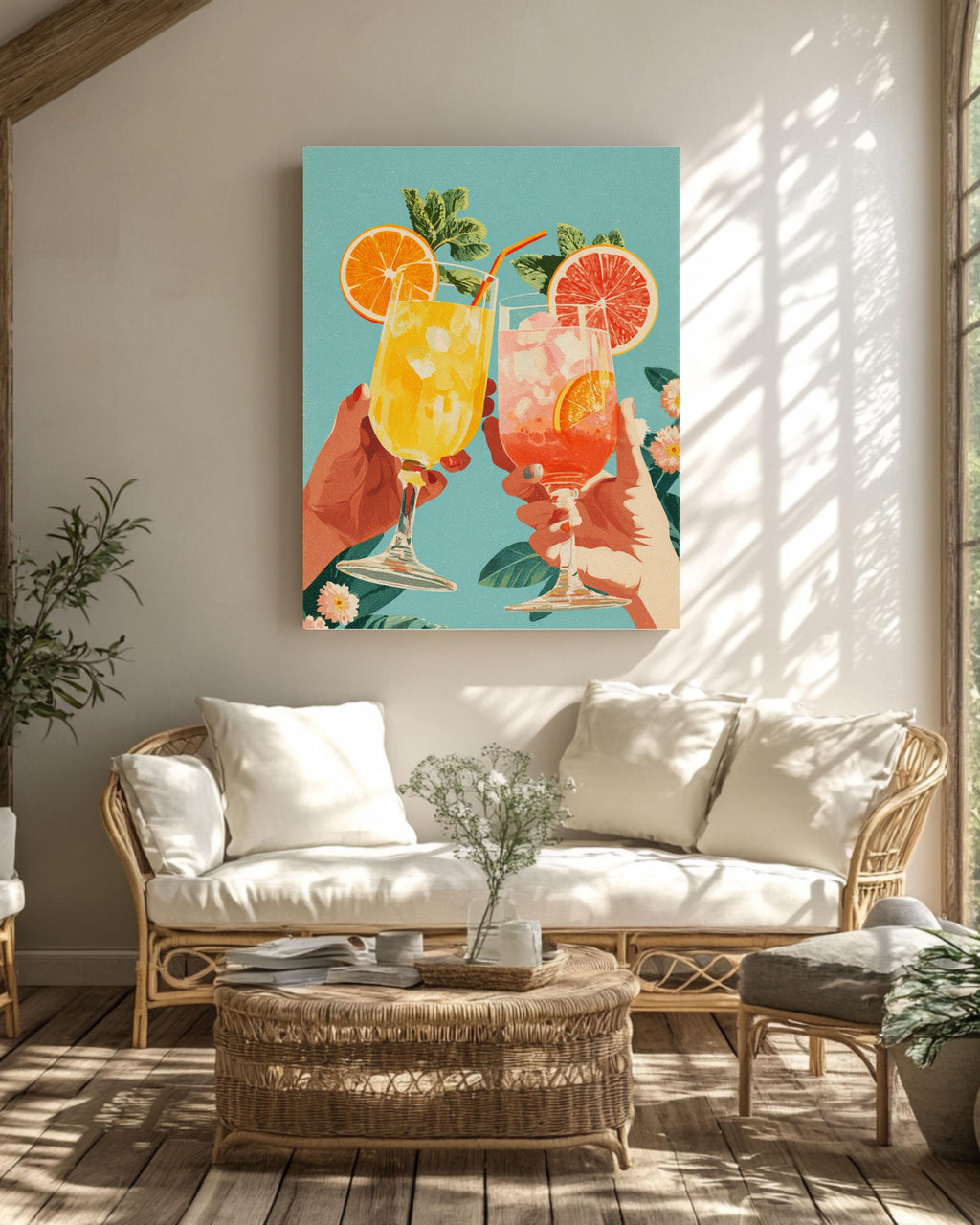 Preppy Martini Bar Canvas Art: Trendy Cocktail Wall Decor
