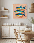 Sardine Oil Painting: Impasto Still Life, Rustic Kitchen Art