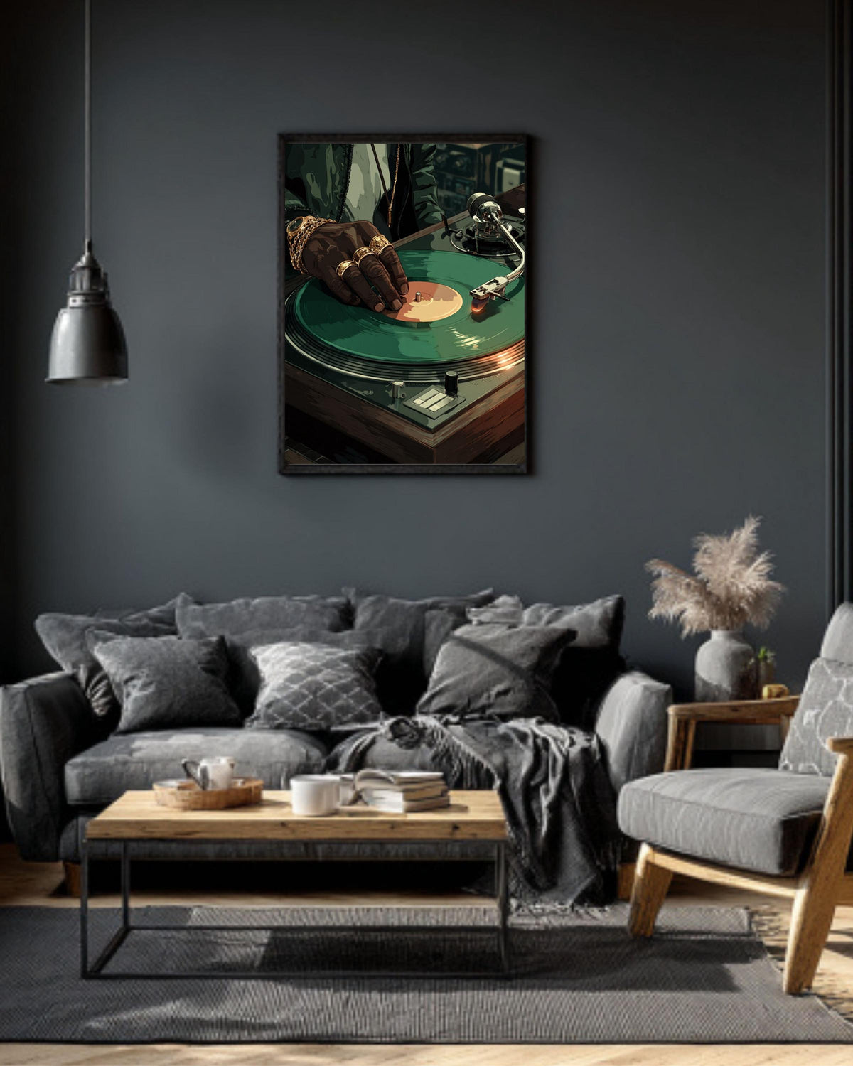 DJ Turntable Canvas Art: Hip Hop Vinyl Record Print, Hypebeast Decor