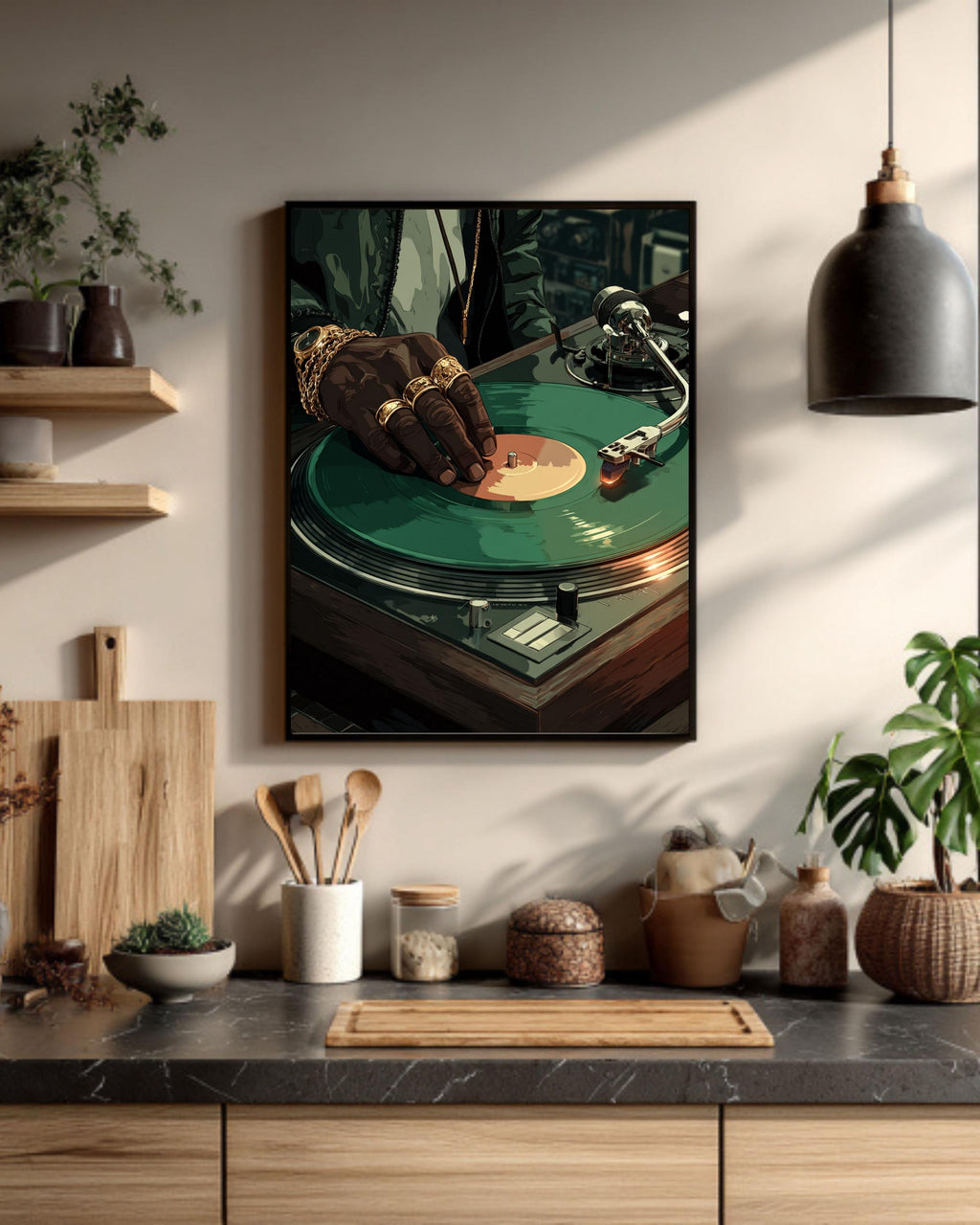 DJ Turntable Canvas Art: Hip Hop Vinyl Record Print, Hypebeast Decor