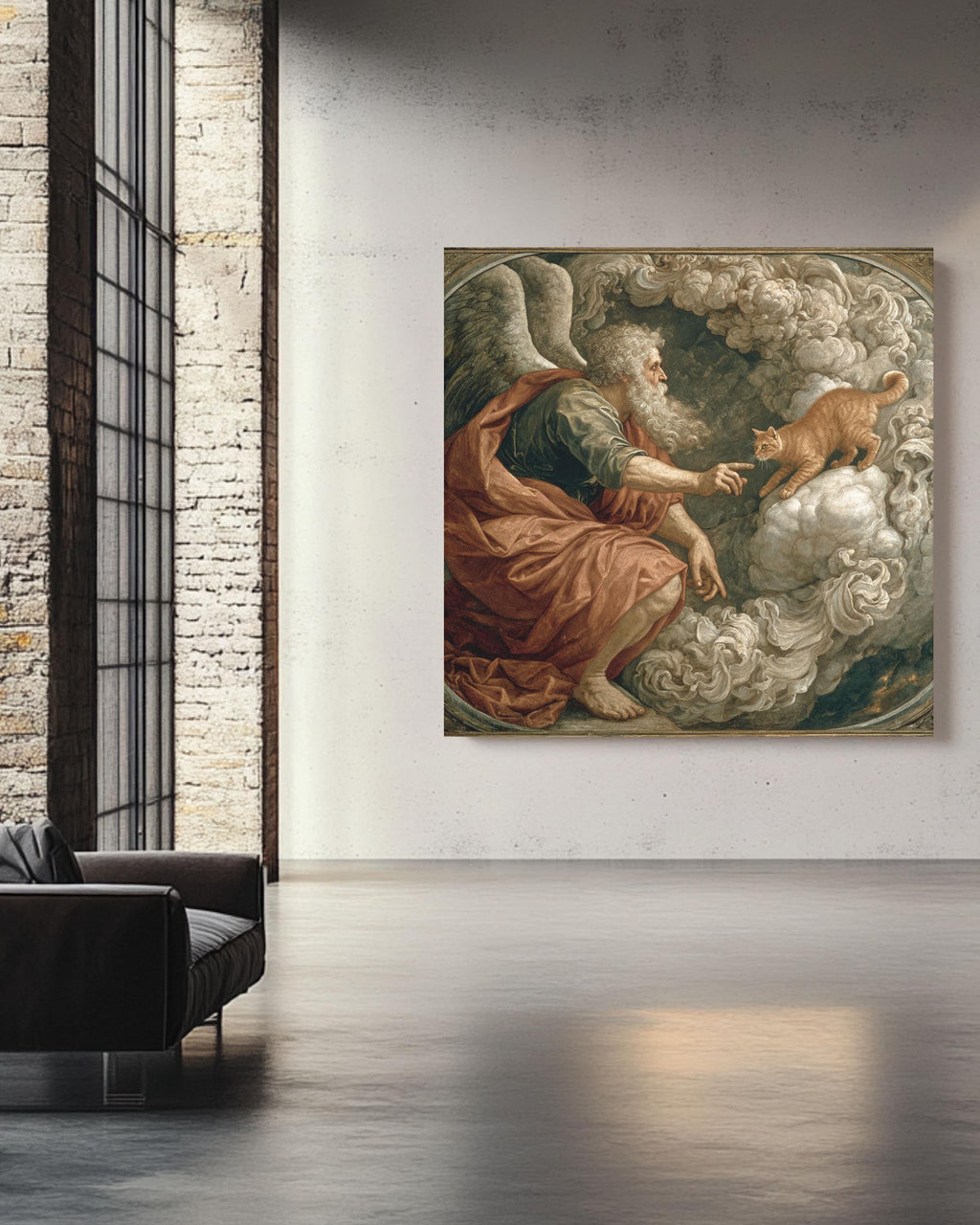 Funny Cat Renaissance Meme Art Print: Humorous Pet Lover Decor