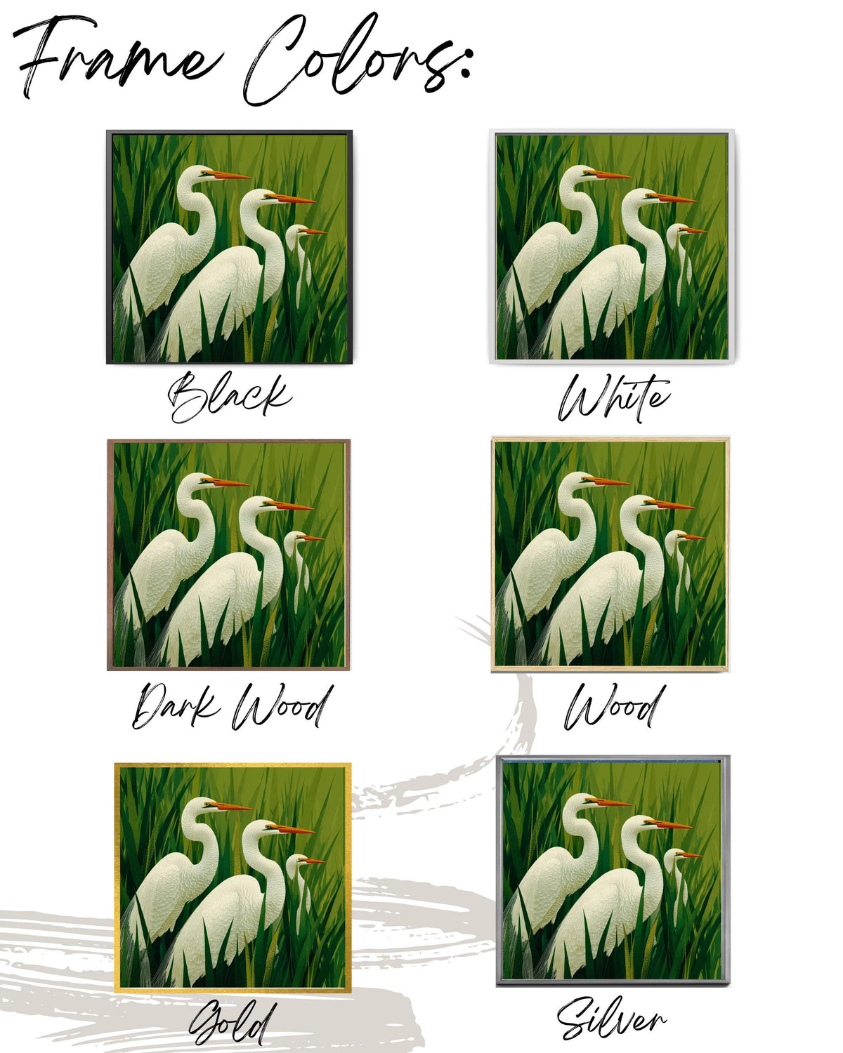 Egrets Art Print | Modern Bird Wall Art | Coastal Nature Canvas | Elegant Minimalist Home Decor
