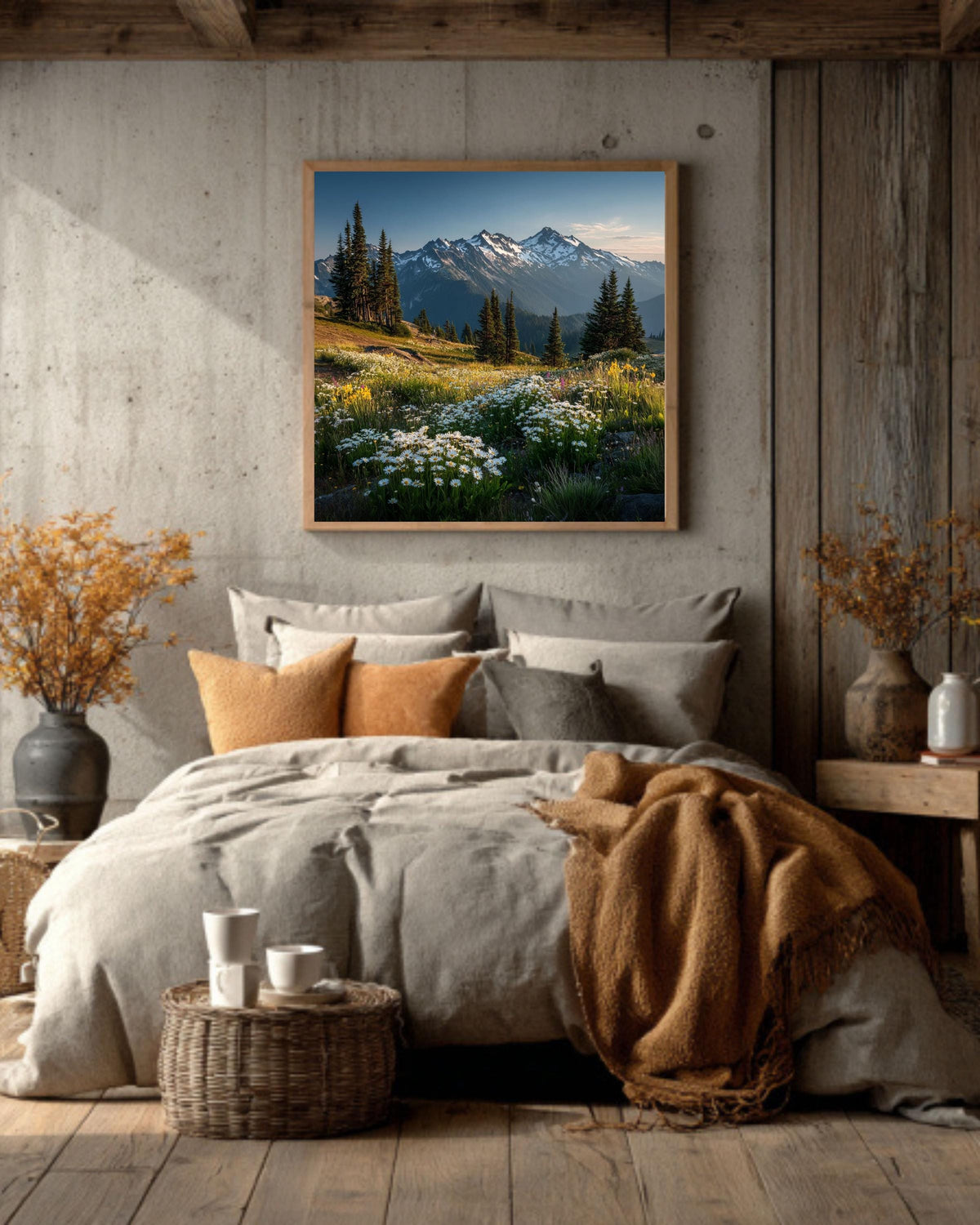 Alpine Meadow Canvas Print: Mountain Wildflowers Landscape Wall Art