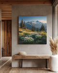 Alpine Meadow Canvas Print: Mountain Wildflowers Landscape Wall Art
