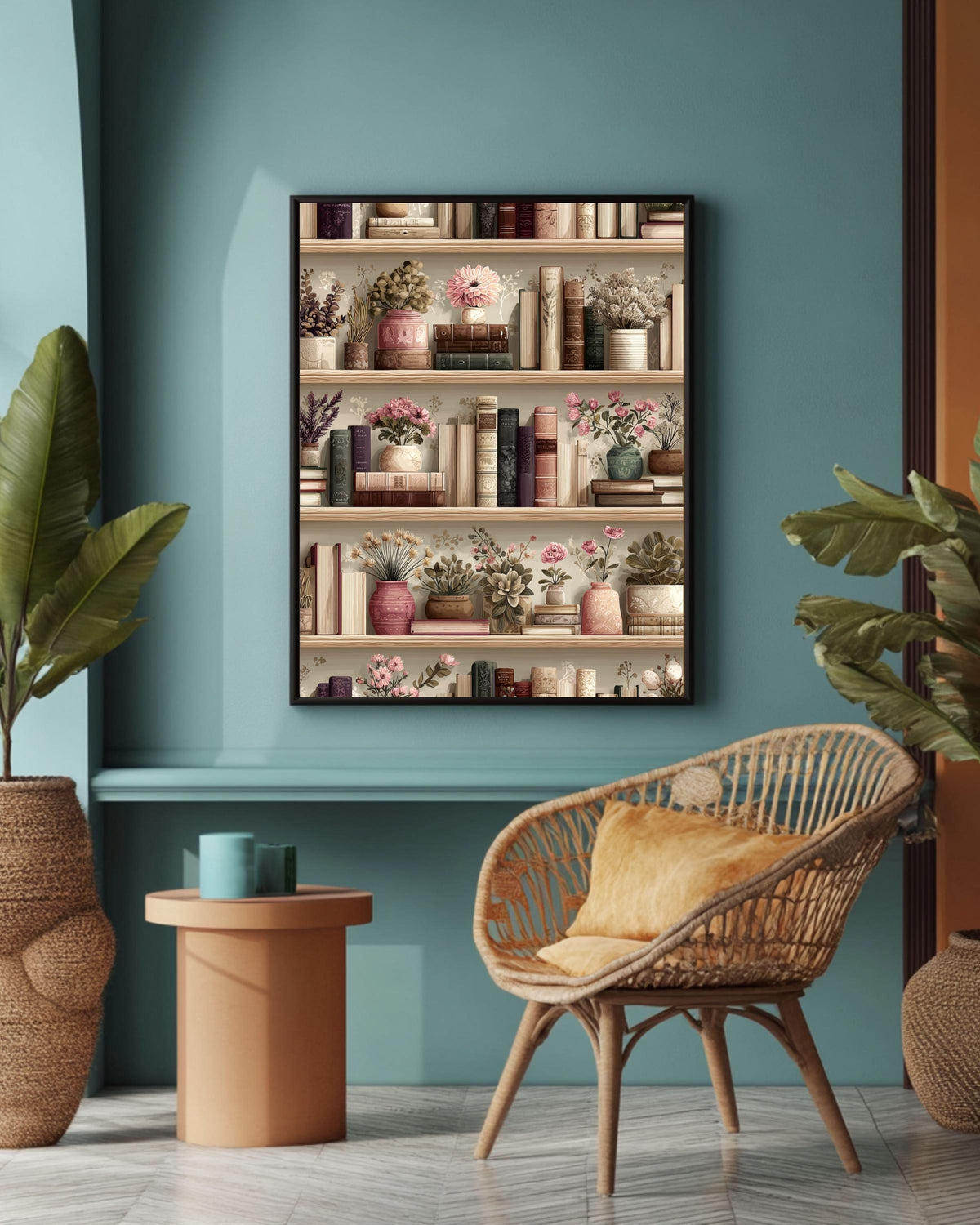 Vintage Library Poster: Retro Book Art Print for Book Lovers