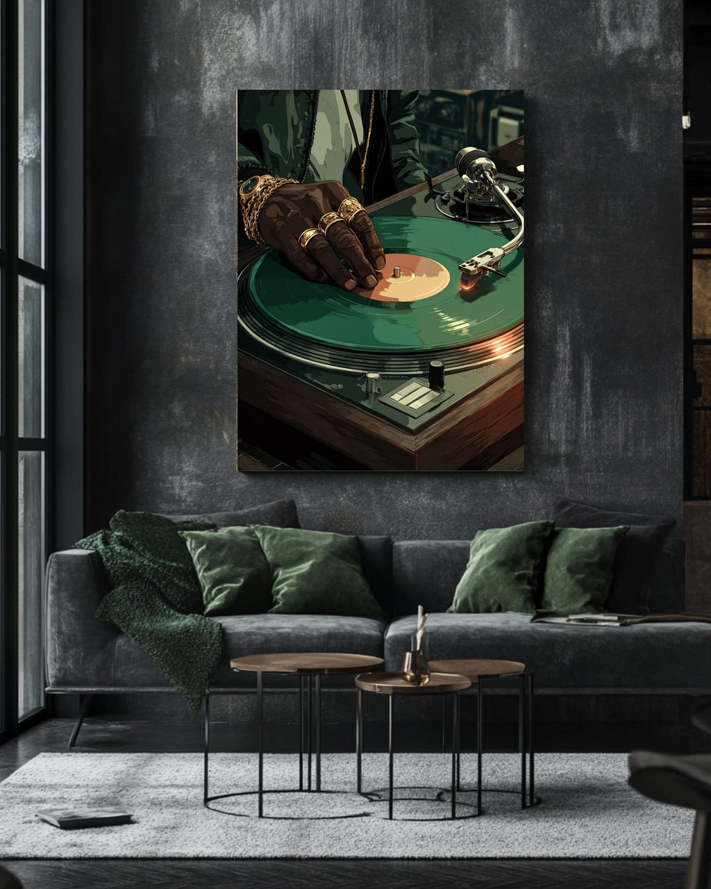 DJ Turntable Canvas Art: Hip Hop Vinyl Record Print, Hypebeast Decor