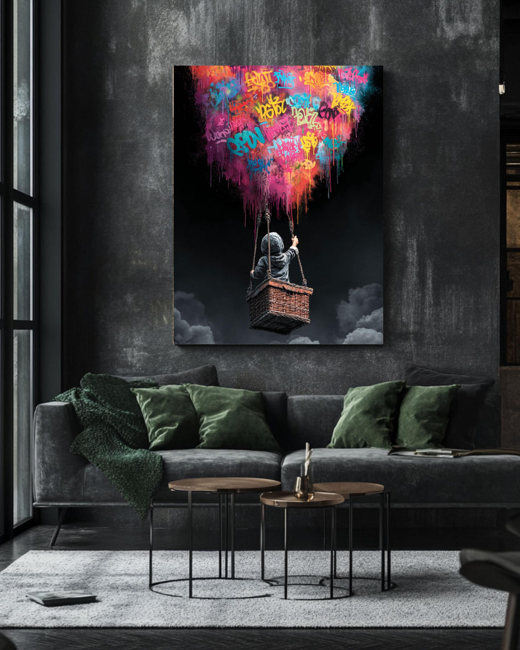 Banksy Balloon Canvas Art: Graffiti-Inspired Urban Wall Decor
