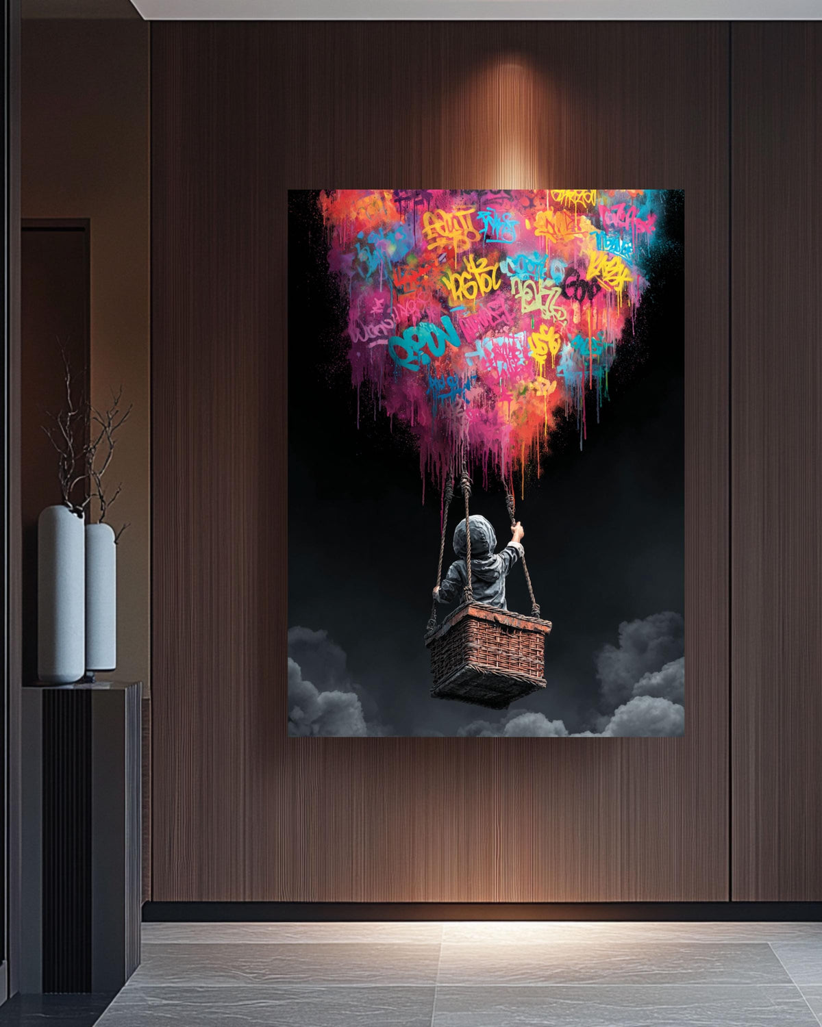 Banksy Balloon Canvas Art: Graffiti-Inspired Urban Wall Decor