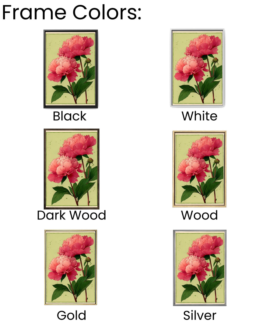 Peony Canvas Print: Modern Floral Illustration, Gallery Wall Art