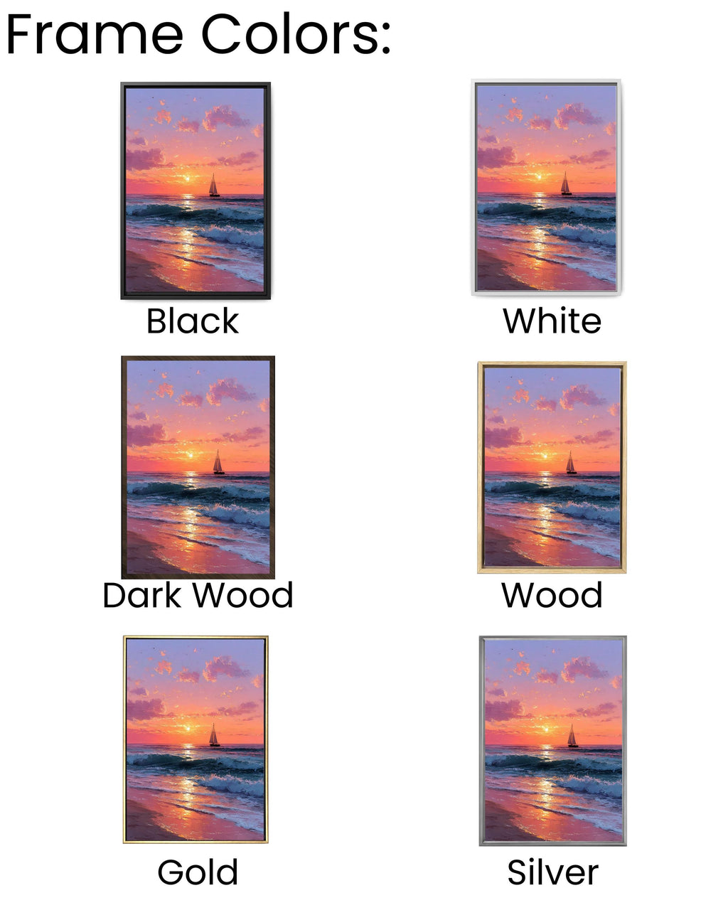 Sunset Ocean Painting: Blush Pink Coastal Seascape Canvas Art