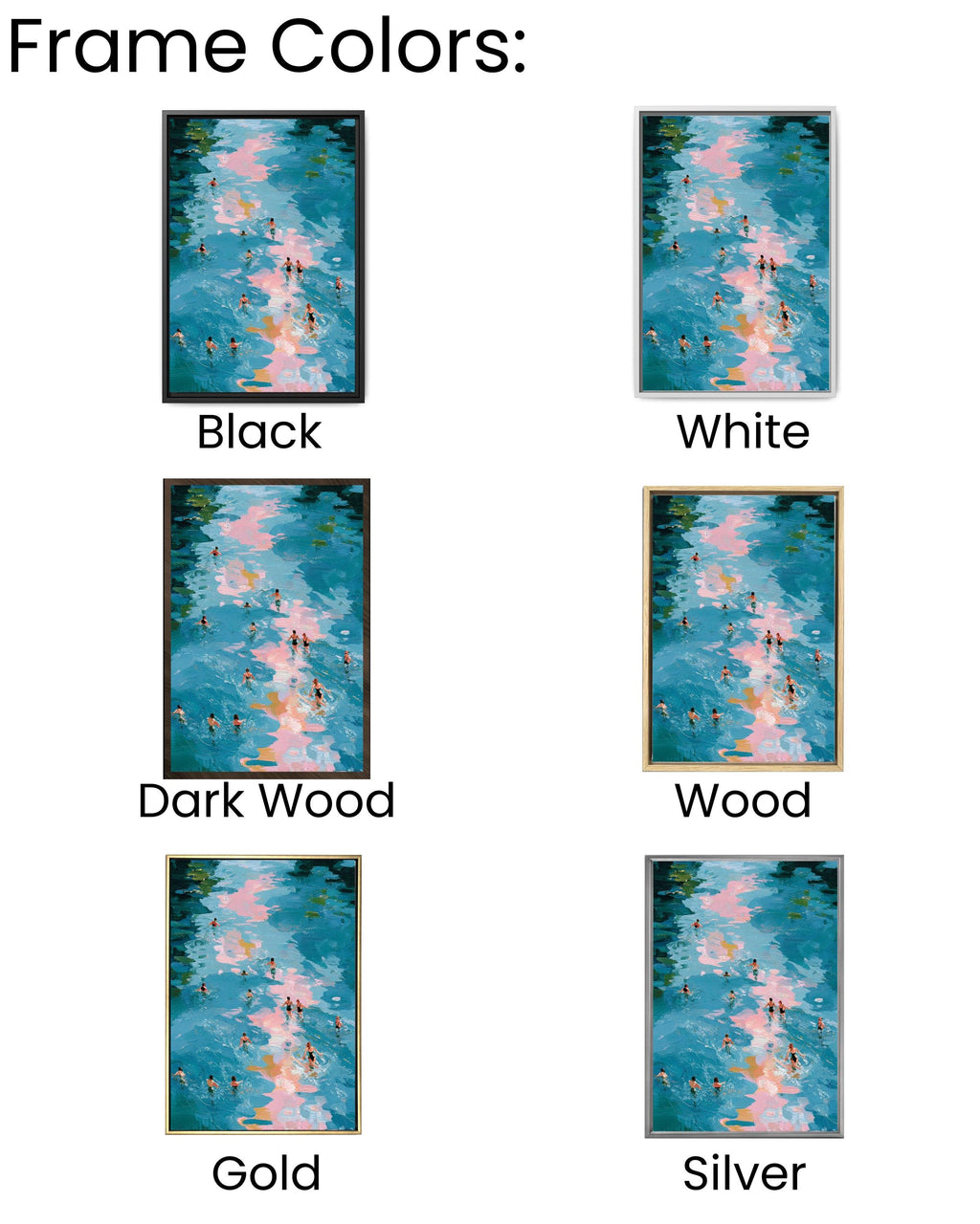 Swimmers Abstract Canvas, Blue Water Impressionist Framed Wall Art