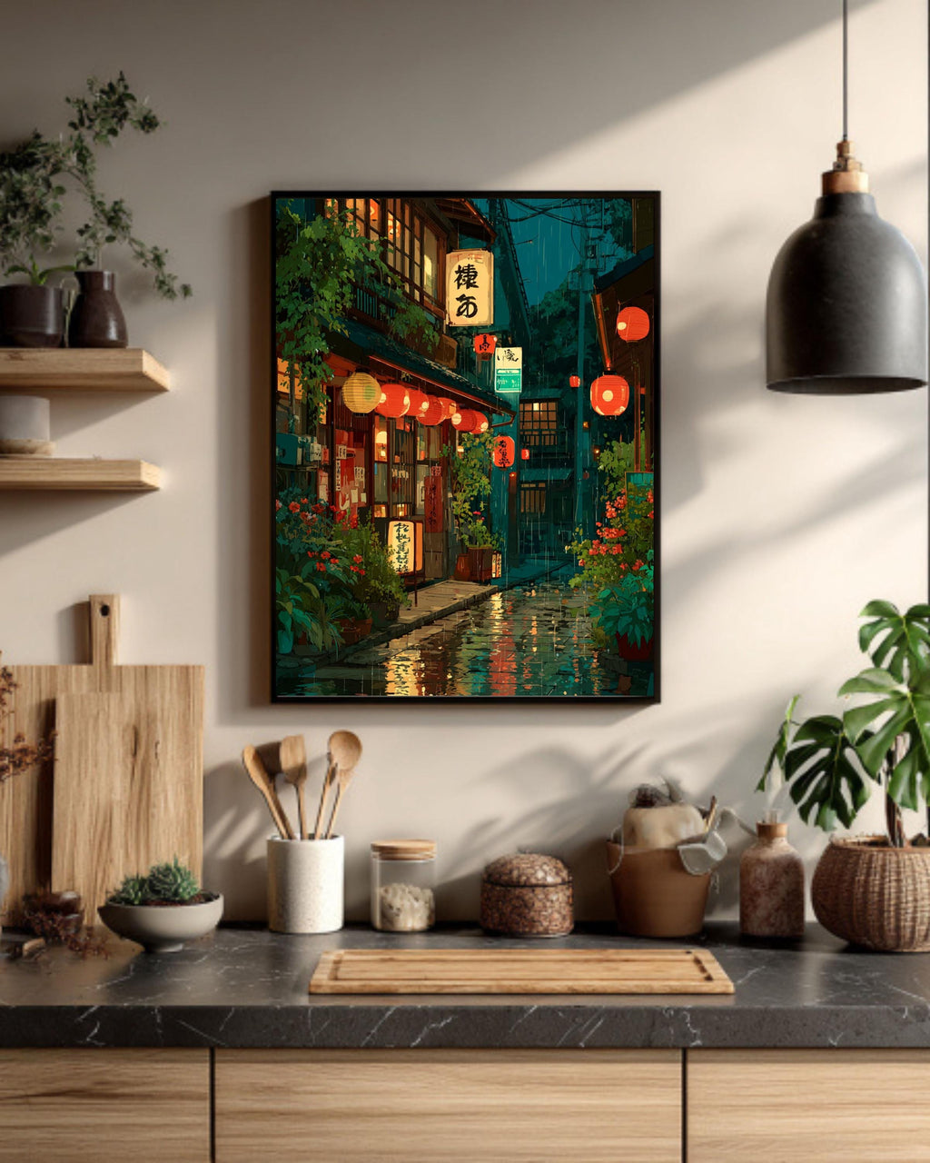 Tokyo Tea House Canvas Print: Modern Ukiyo-e Anime Wall Art