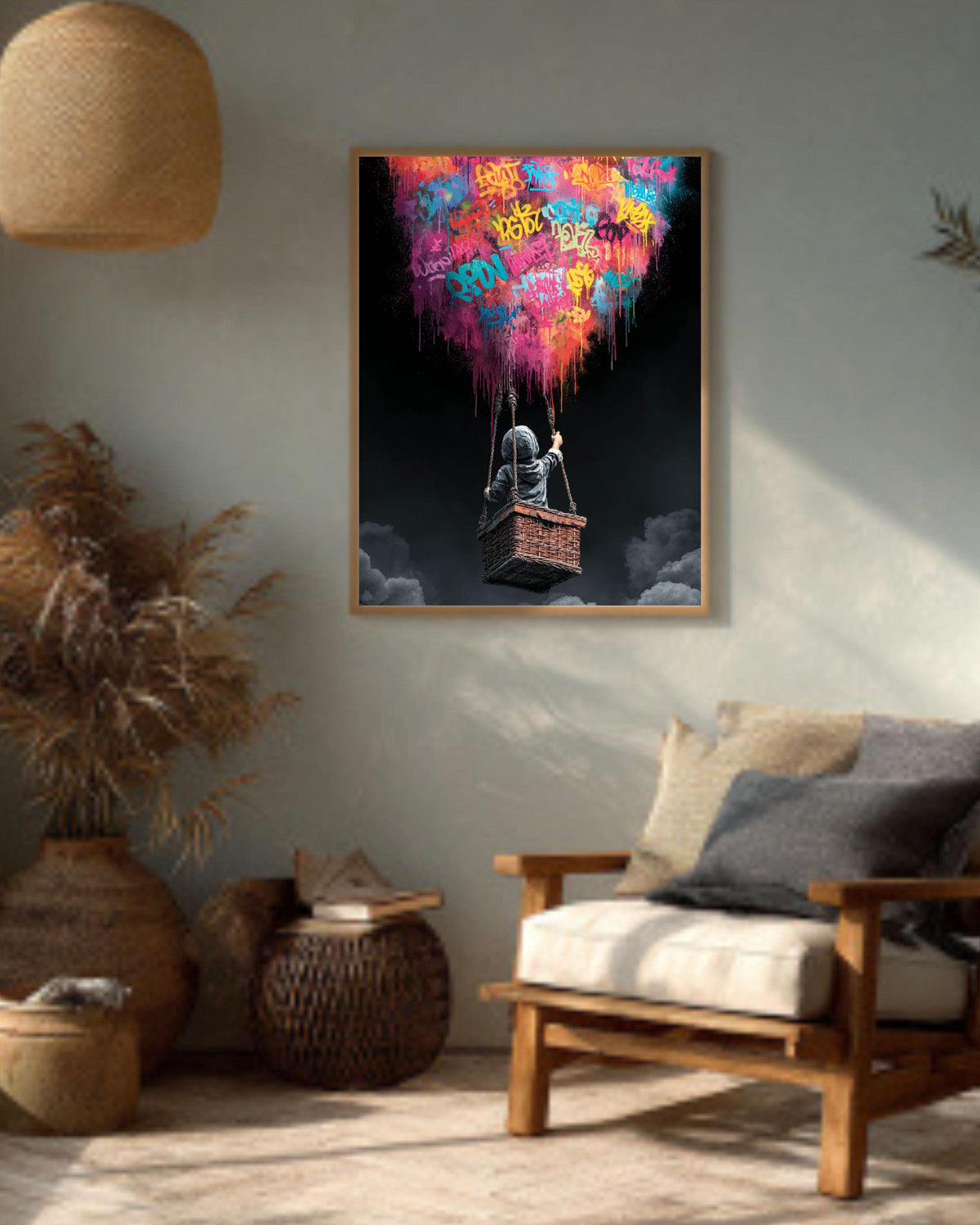 Banksy Balloon Canvas Art: Graffiti-Inspired Urban Wall Decor