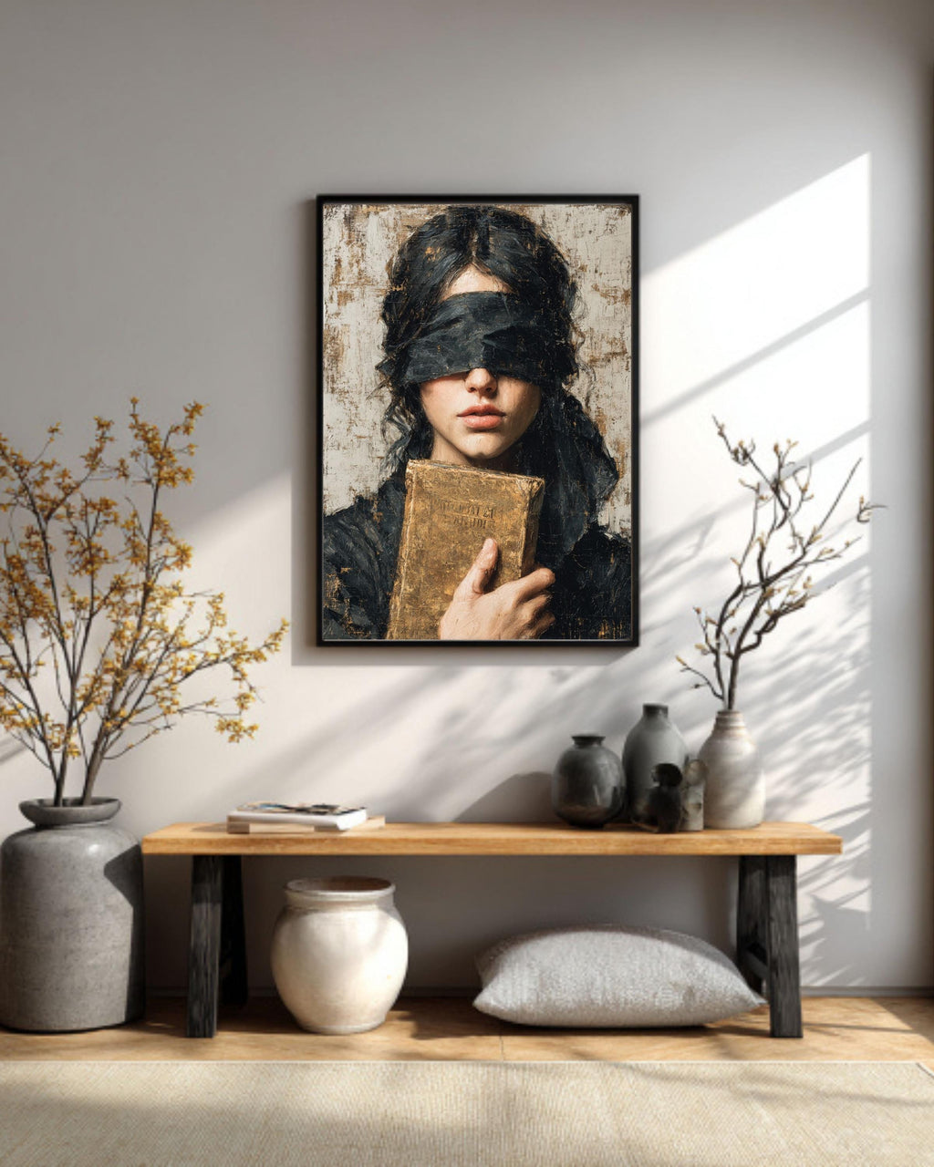 Victorian Woman Reading Canvas: Dark Academia Book Lover Art