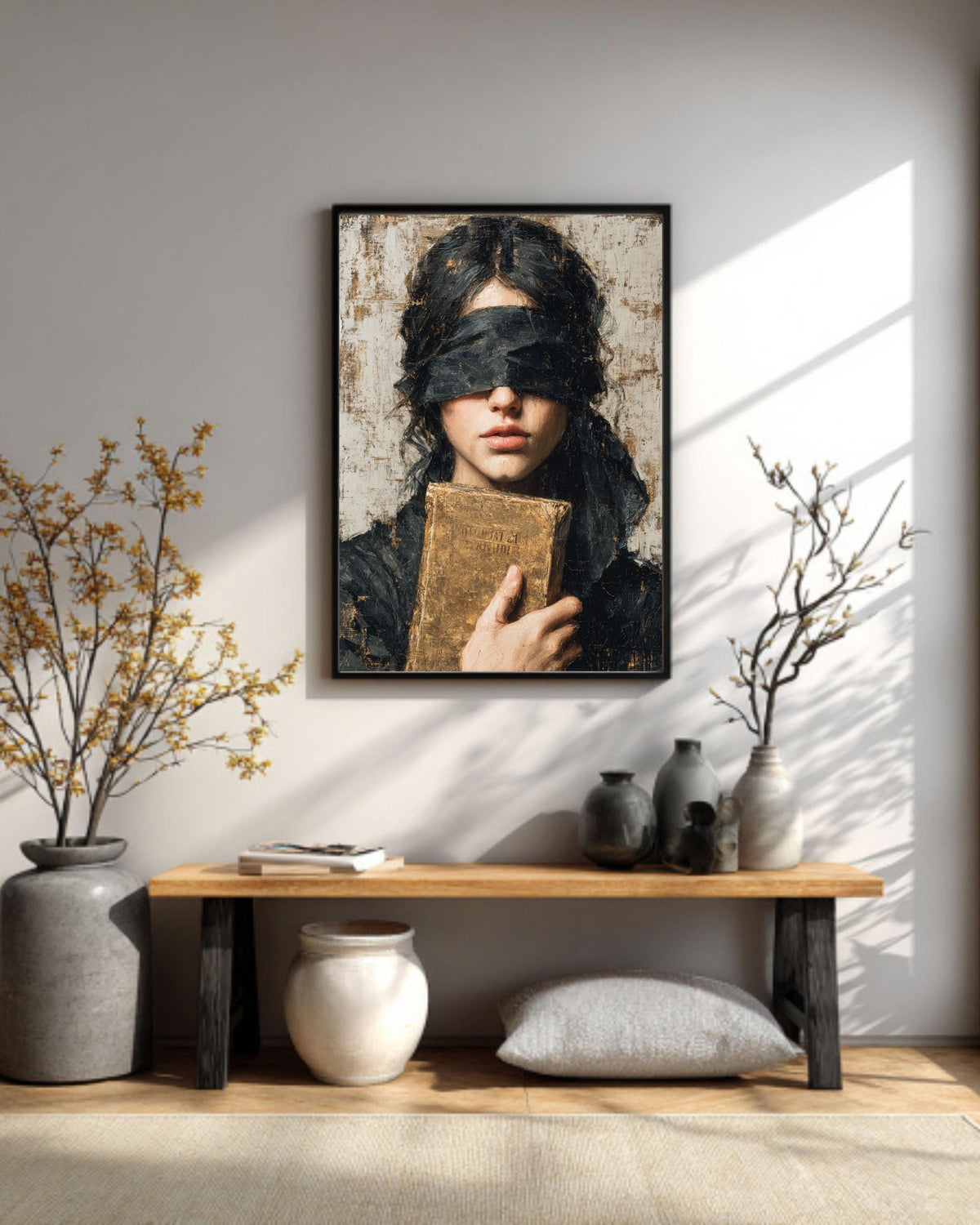Victorian Woman Reading Canvas: Dark Academia Book Lover Art