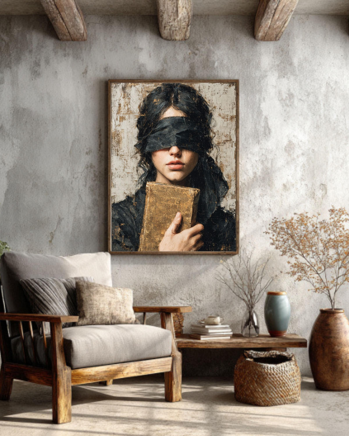 Victorian Woman Reading Canvas: Dark Academia Book Lover Art