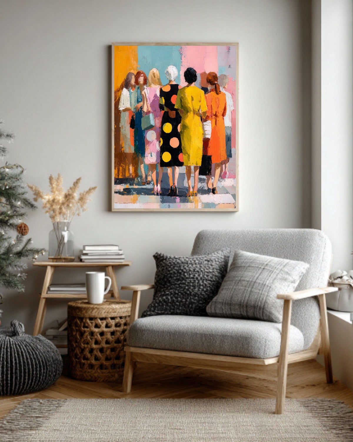 Modern Colorful Feminine Canvas | Abstract People Vibrant Women Art | Contemporary Bold Artwork