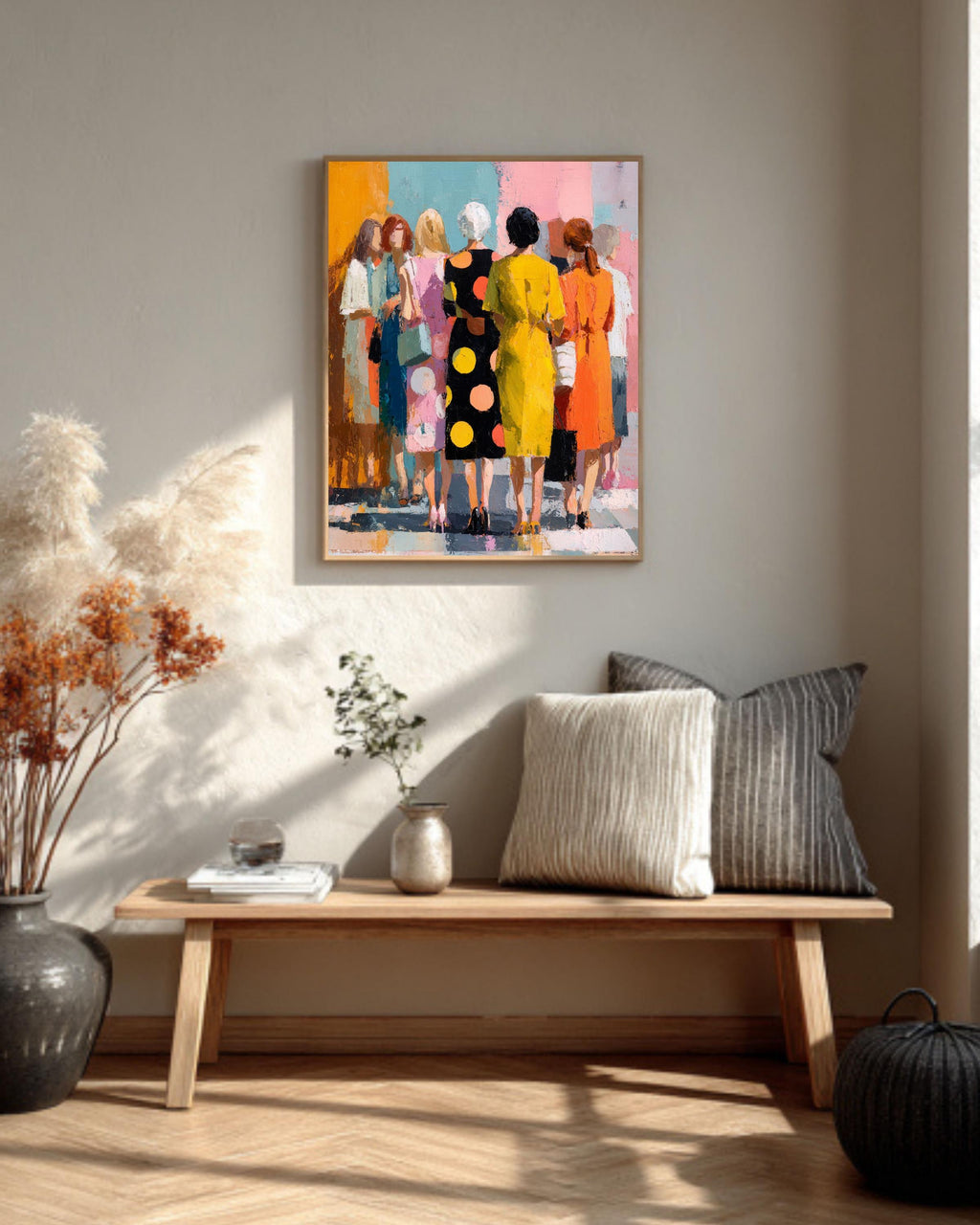 Modern Colorful Feminine Canvas | Abstract People Vibrant Women Art | Contemporary Bold Artwork