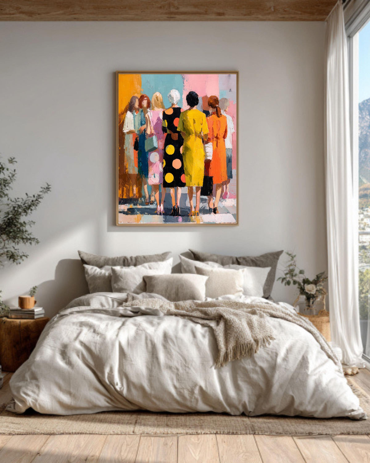 Modern Colorful Feminine Canvas | Abstract People Vibrant Women Art | Contemporary Bold Artwork