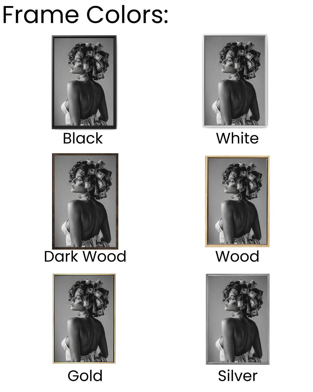 Woman with Money Canvas | Luxury Fashion Black and White Art | Vintage Museum Quality Photography