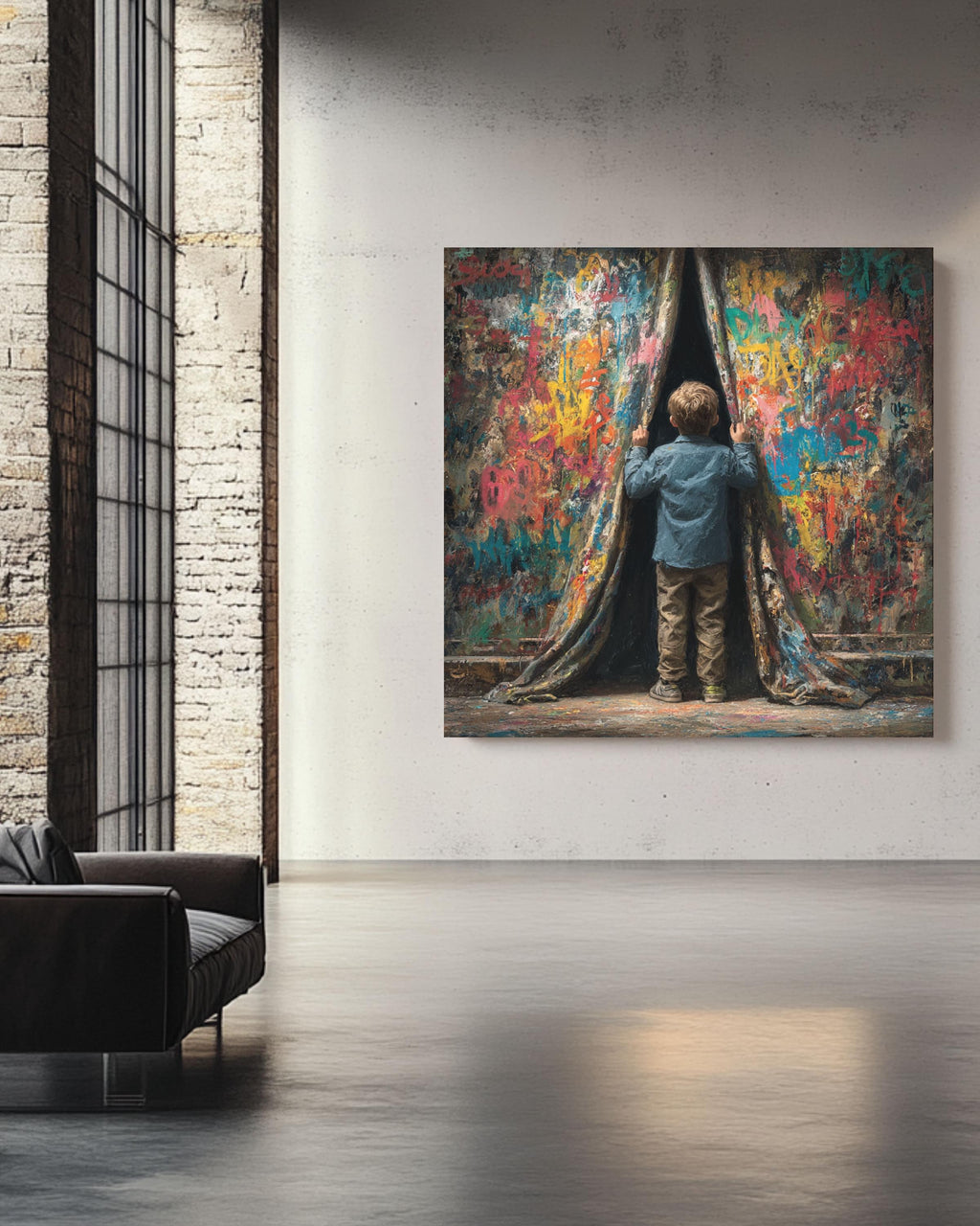 Banksy Boy Graffiti Canvas | Street Art Inspired Print | Modern Urban Contemporary Artwork