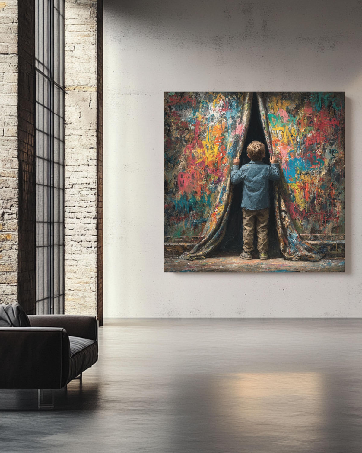 Banksy Boy Graffiti Canvas | Street Art Inspired Print | Modern Urban Contemporary Artwork