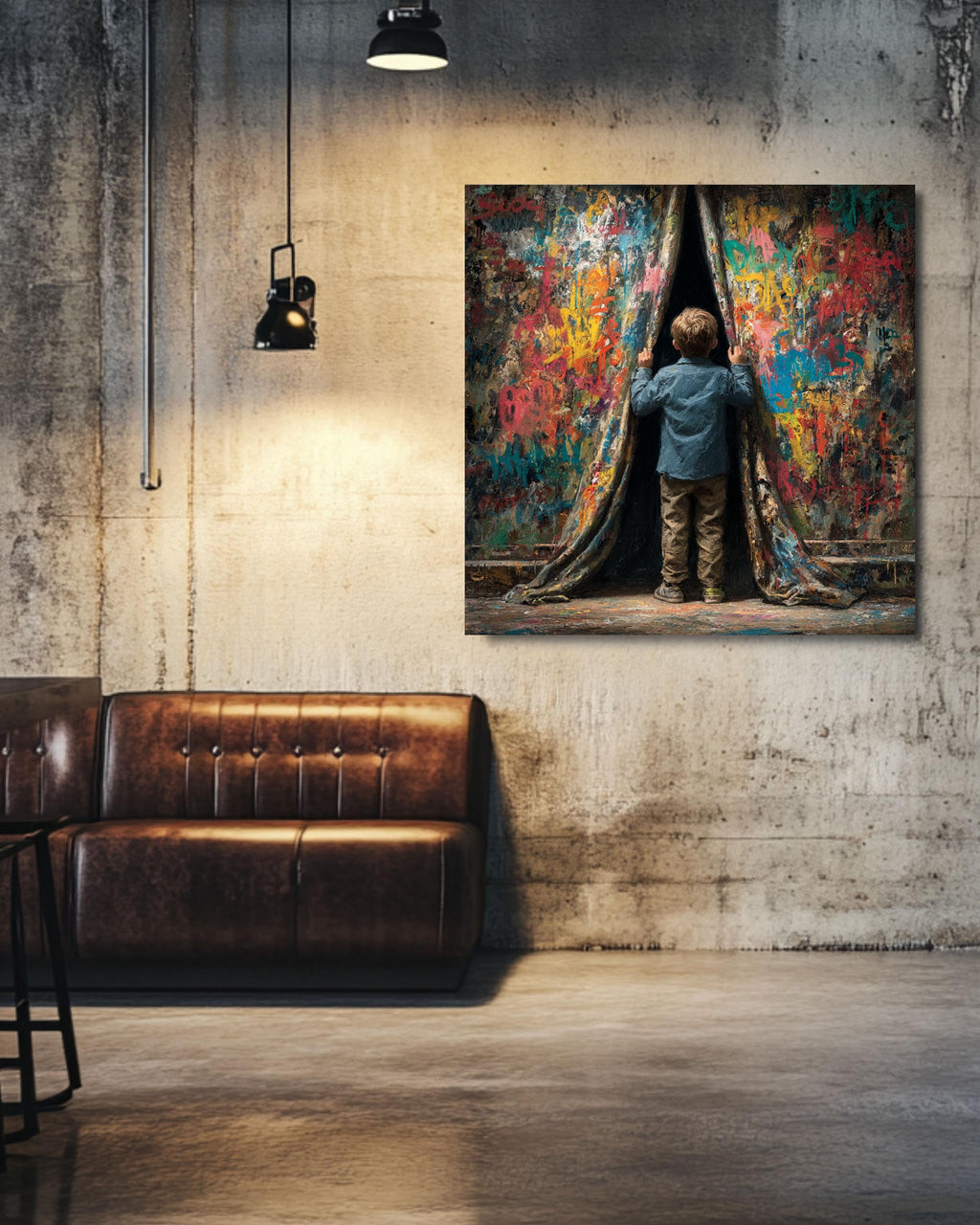 Banksy Boy Graffiti Canvas | Street Art Inspired Print | Modern Urban Contemporary Artwork