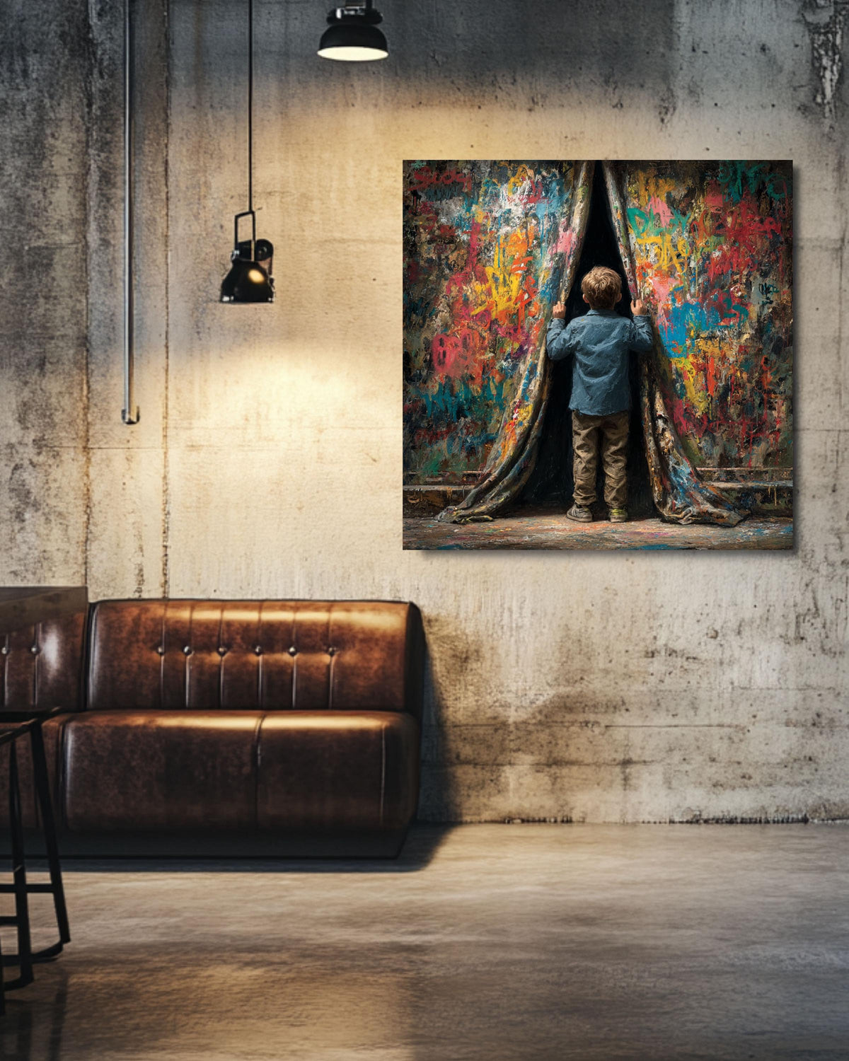 Banksy Boy Graffiti Canvas | Street Art Inspired Print | Modern Urban Contemporary Artwork