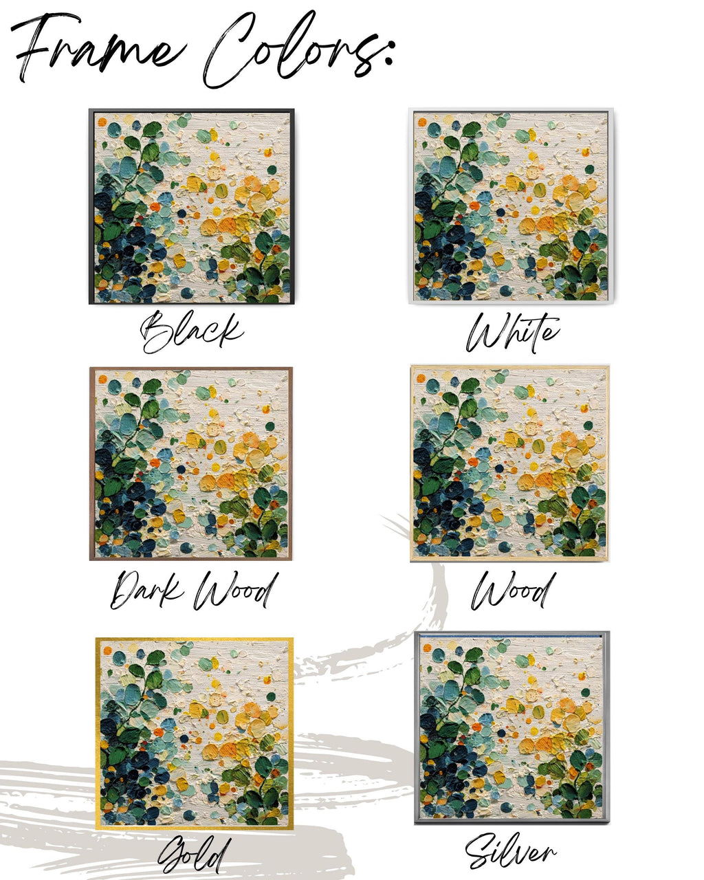 Abstract Botanical Canvas Art: Green Yellow Textured Painting