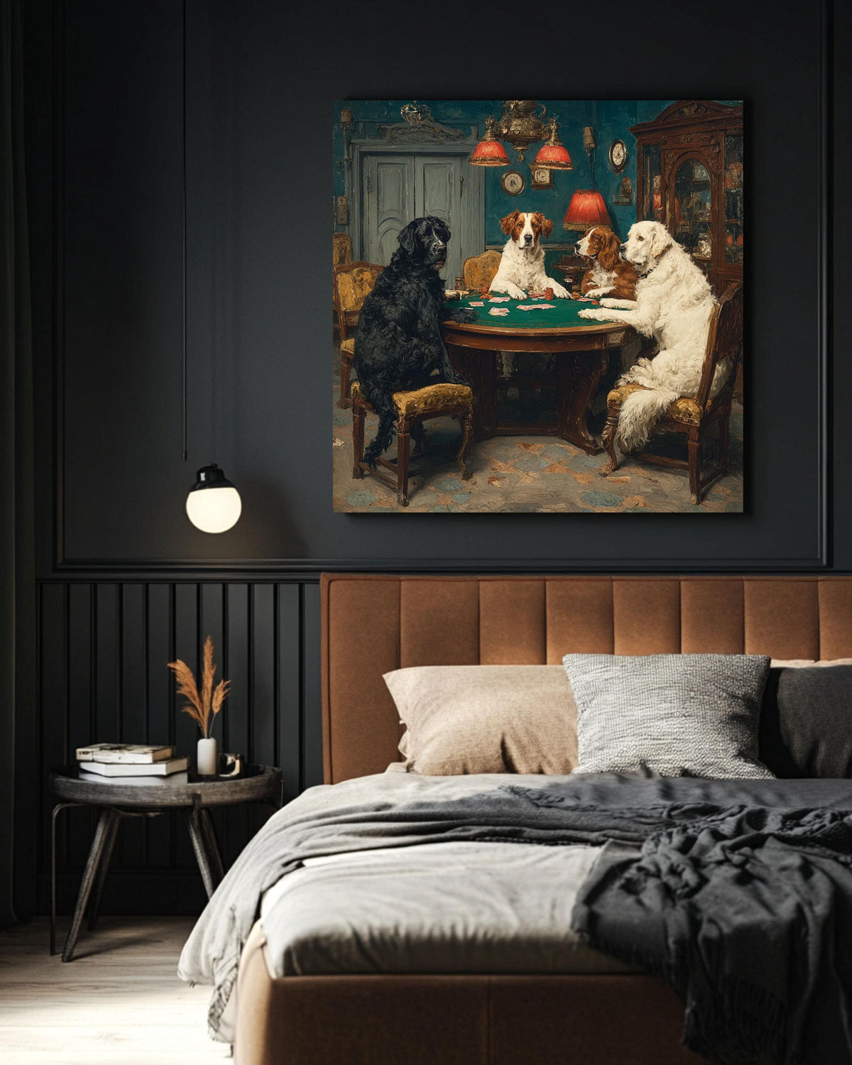 Dogs Playing Poker, Bold Bluff Print, Gaming Room Wall Art