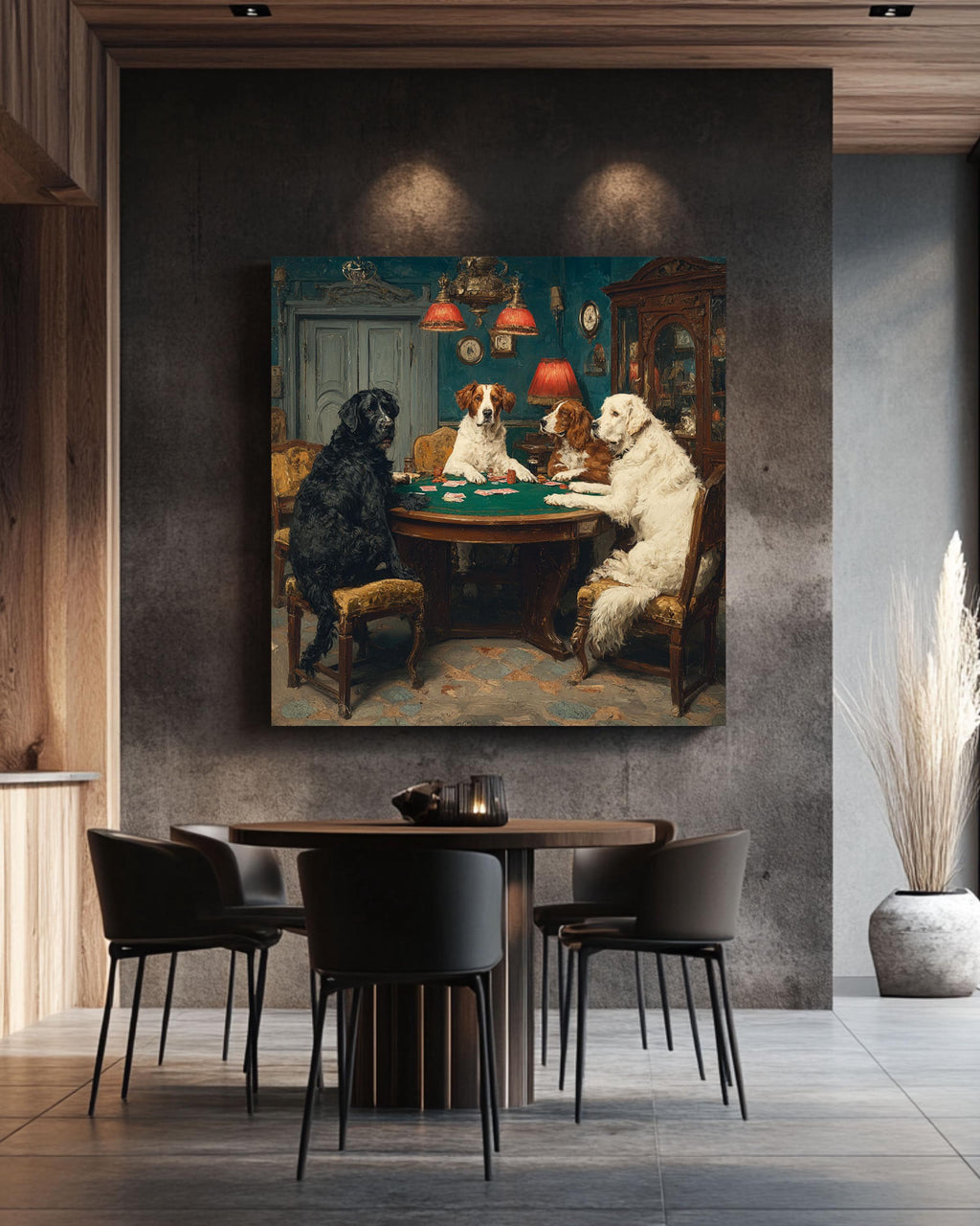 Dogs Playing Poker, Bold Bluff Print, Gaming Room Wall Art