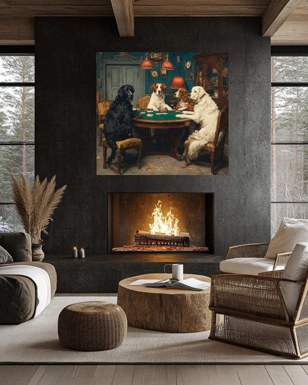 Dogs Playing Poker, Bold Bluff Print, Gaming Room Wall Art