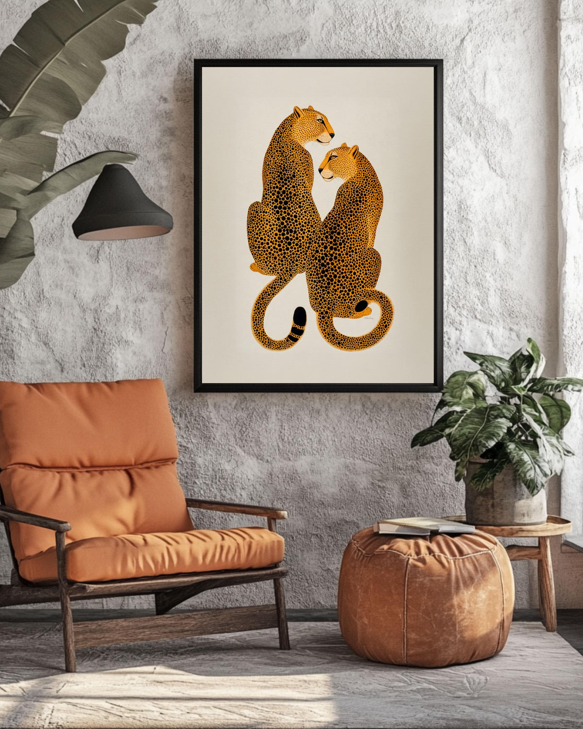 Trendy Leopard Art, Cheetah Retro Print, Preppy Maximalist Poster