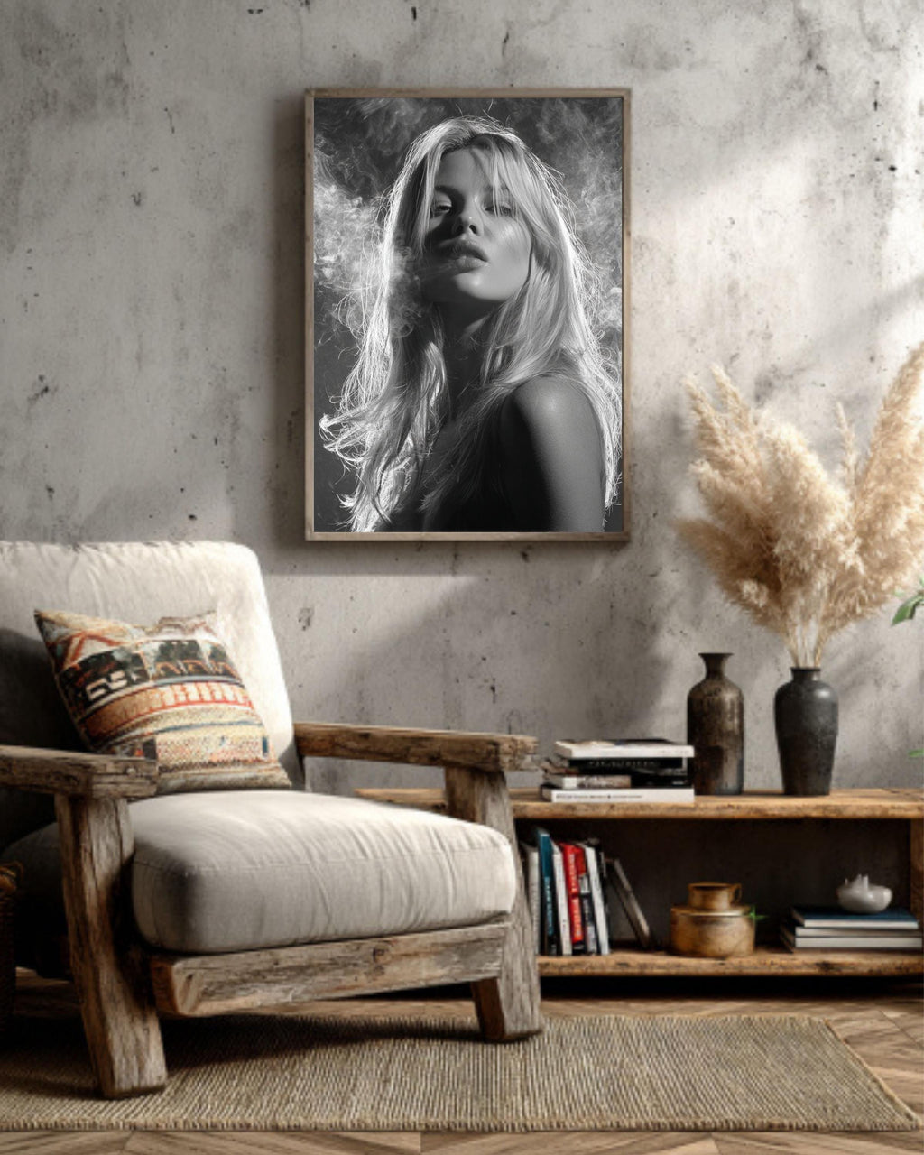 Fashion Icon Poster, High-Profile Model, Chic Smoking Artwork