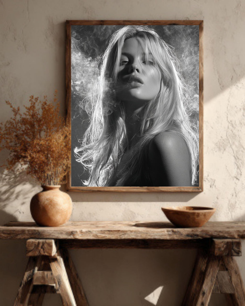Fashion Icon Poster, High-Profile Model, Chic Smoking Artwork
